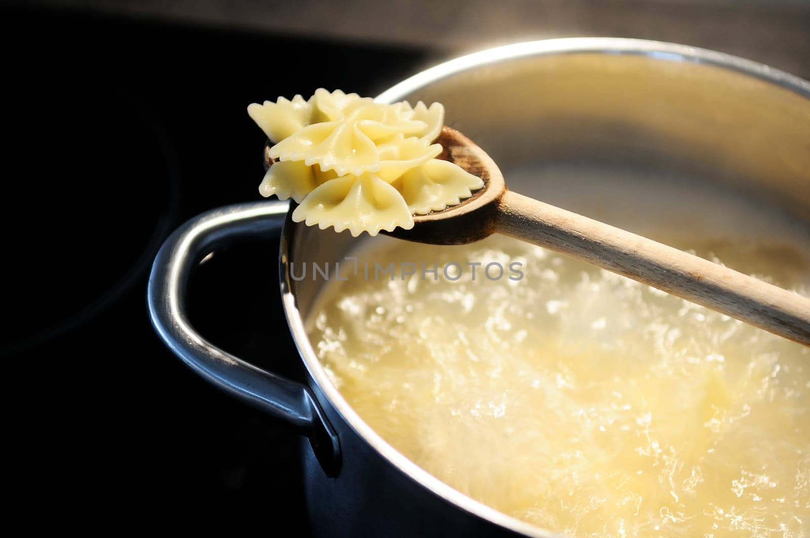 cooking tasted fresh fafalle italian pasta in the kitchen