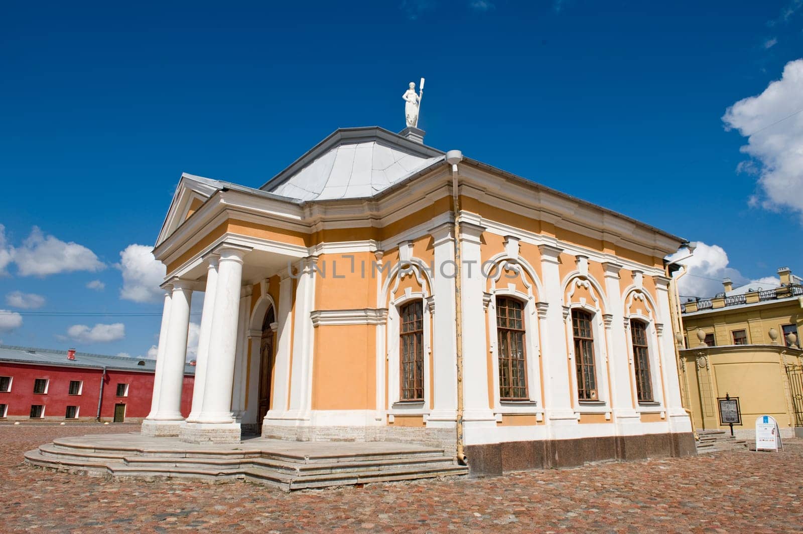 Boat small house in the Peter and Paul Fortress in St.-Petersburg, Russia