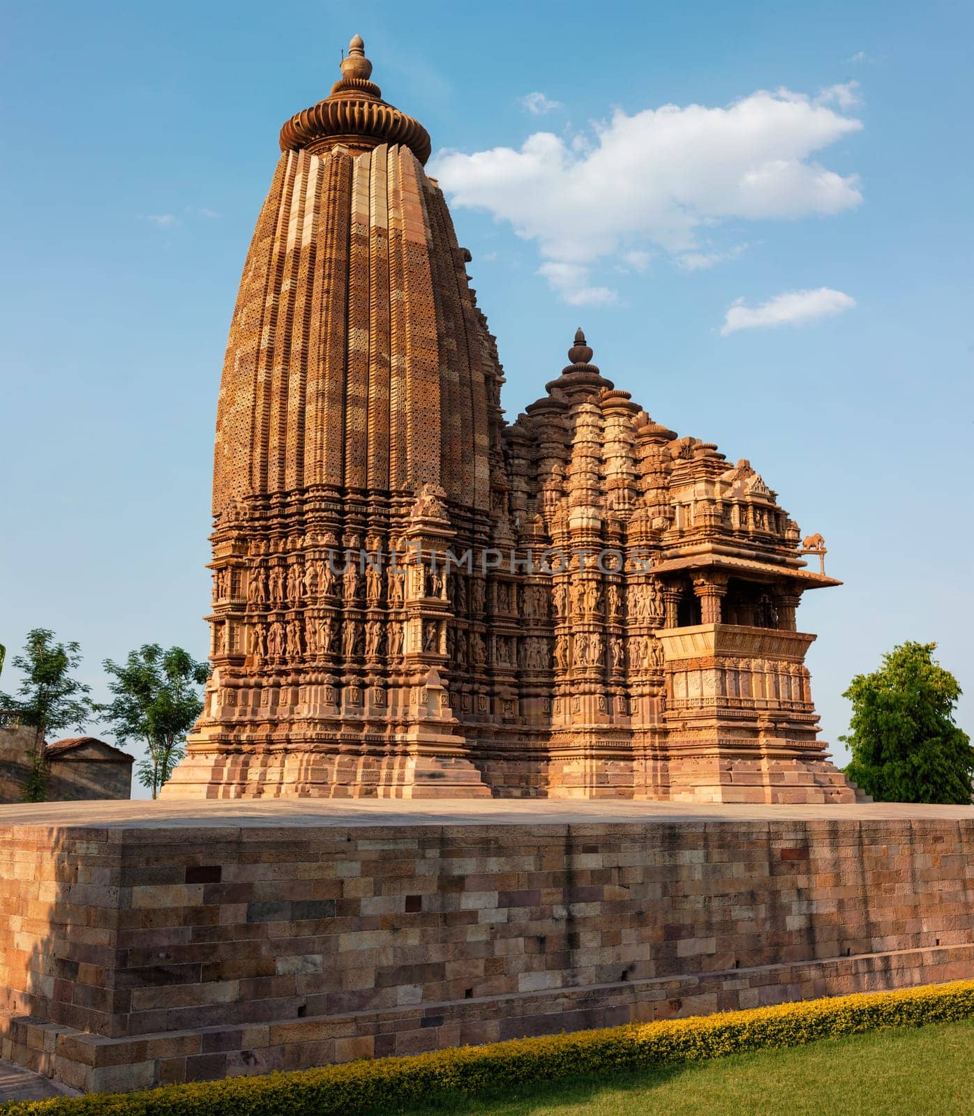 Vamana Temple - one of famous tourist attractions of Khajuraho with sculptures. India, Khajuraho, Madhya Pradesh, India