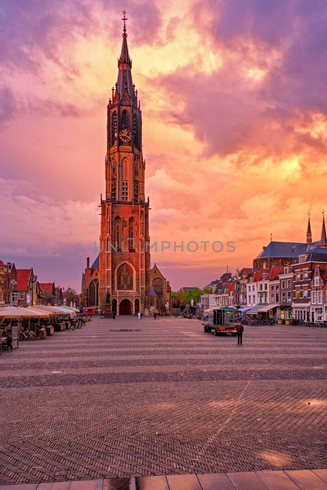 Nieuwe Kerk New Church protestant church on Delft Market Square Markt with people by dimol