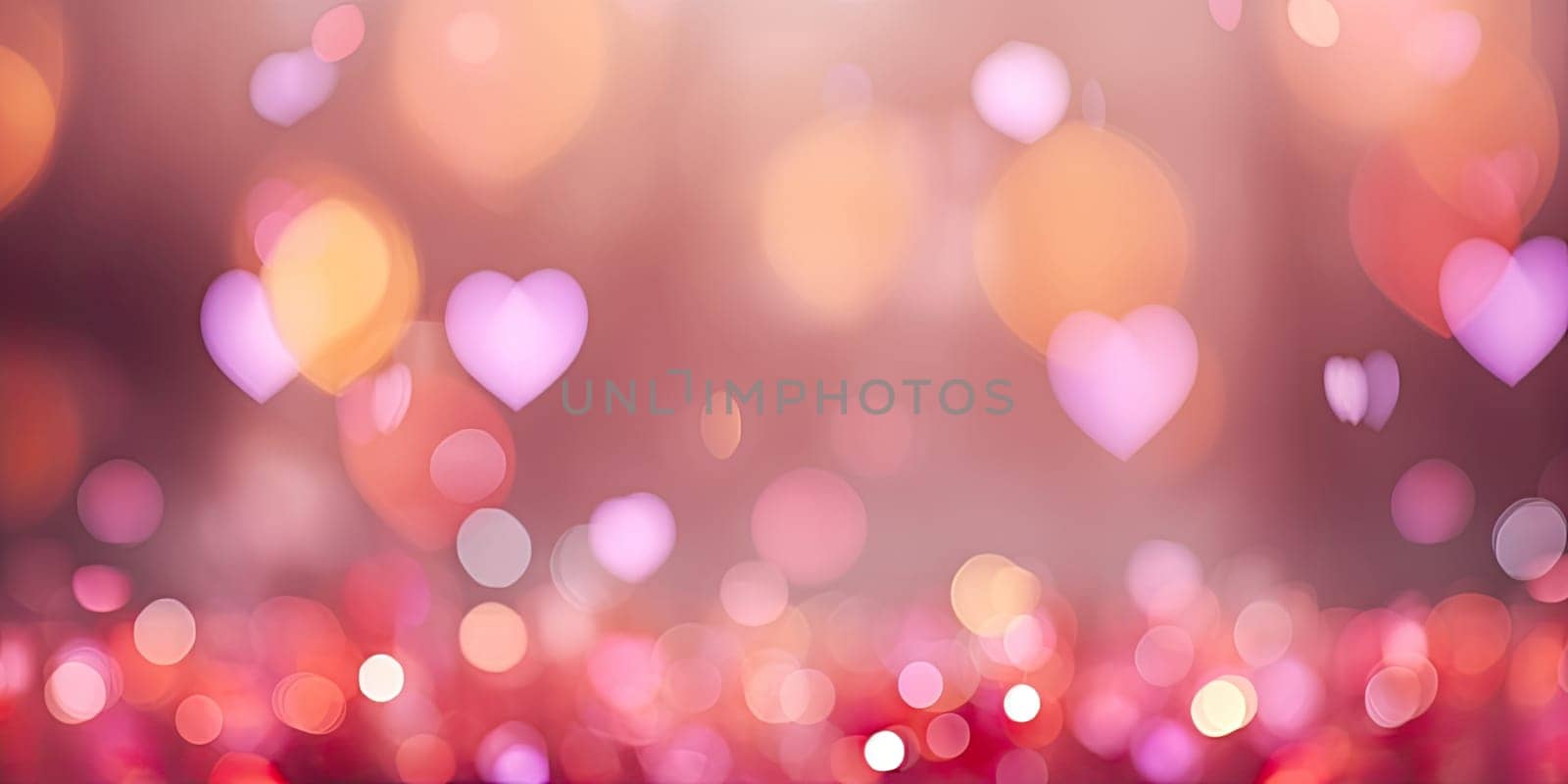 Sweet, hearts with pink background . bokeh ligth and diamond dust. Valentine concept background. Generative AI by wichayada