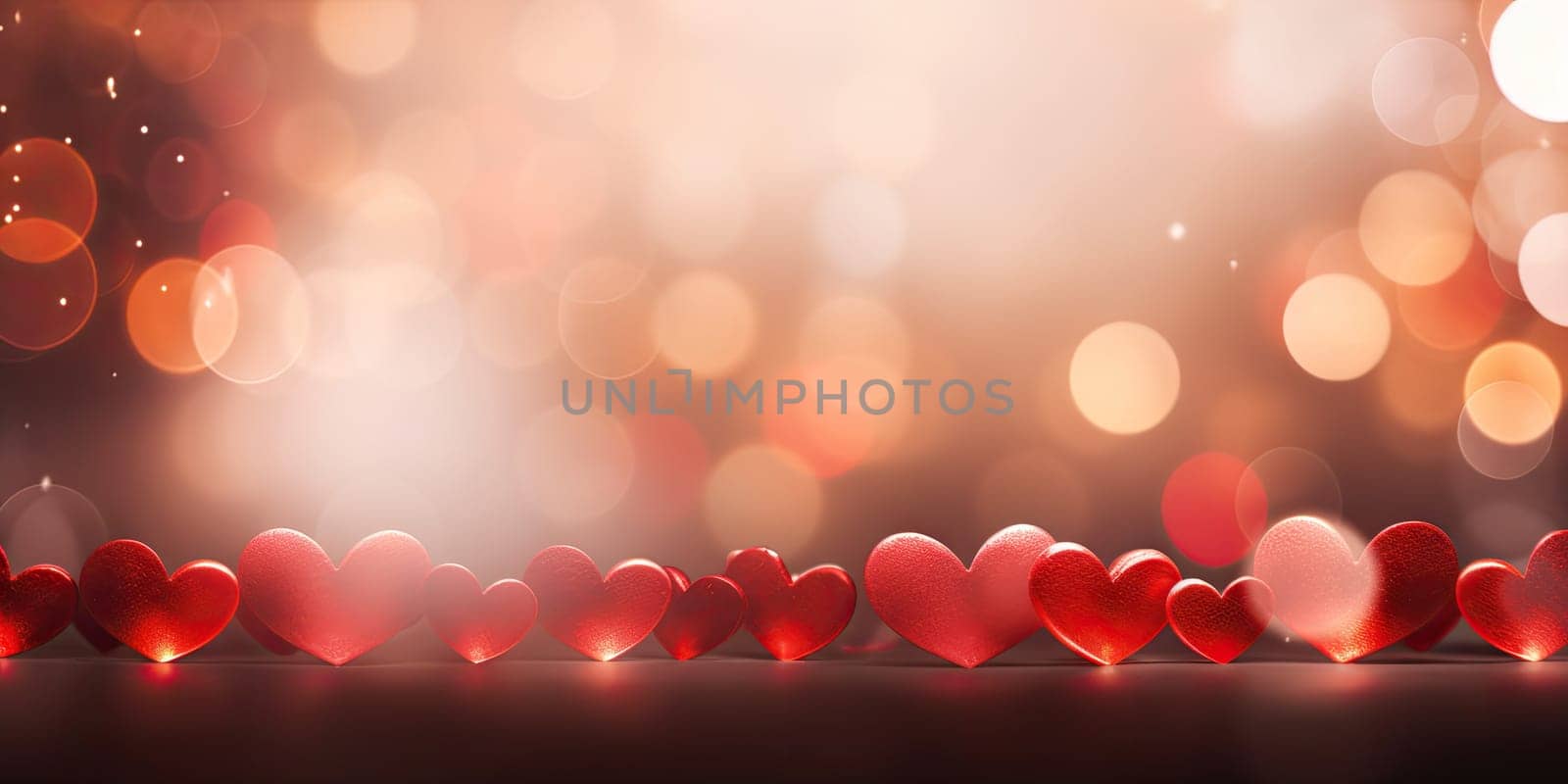 Sweet, hearts with pink background . bokeh ligth and diamond dust. Valentine concept background. Generative AI by wichayada