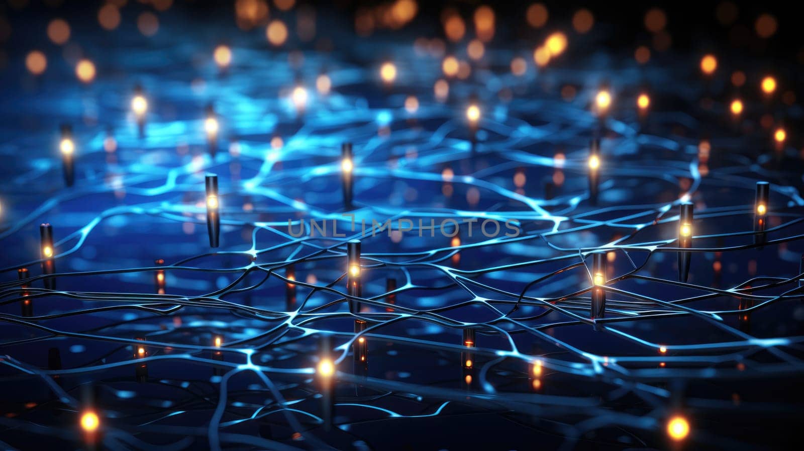Abstract background and texture. Neurons and neural networks in living nature and in elements of artificial intelligence