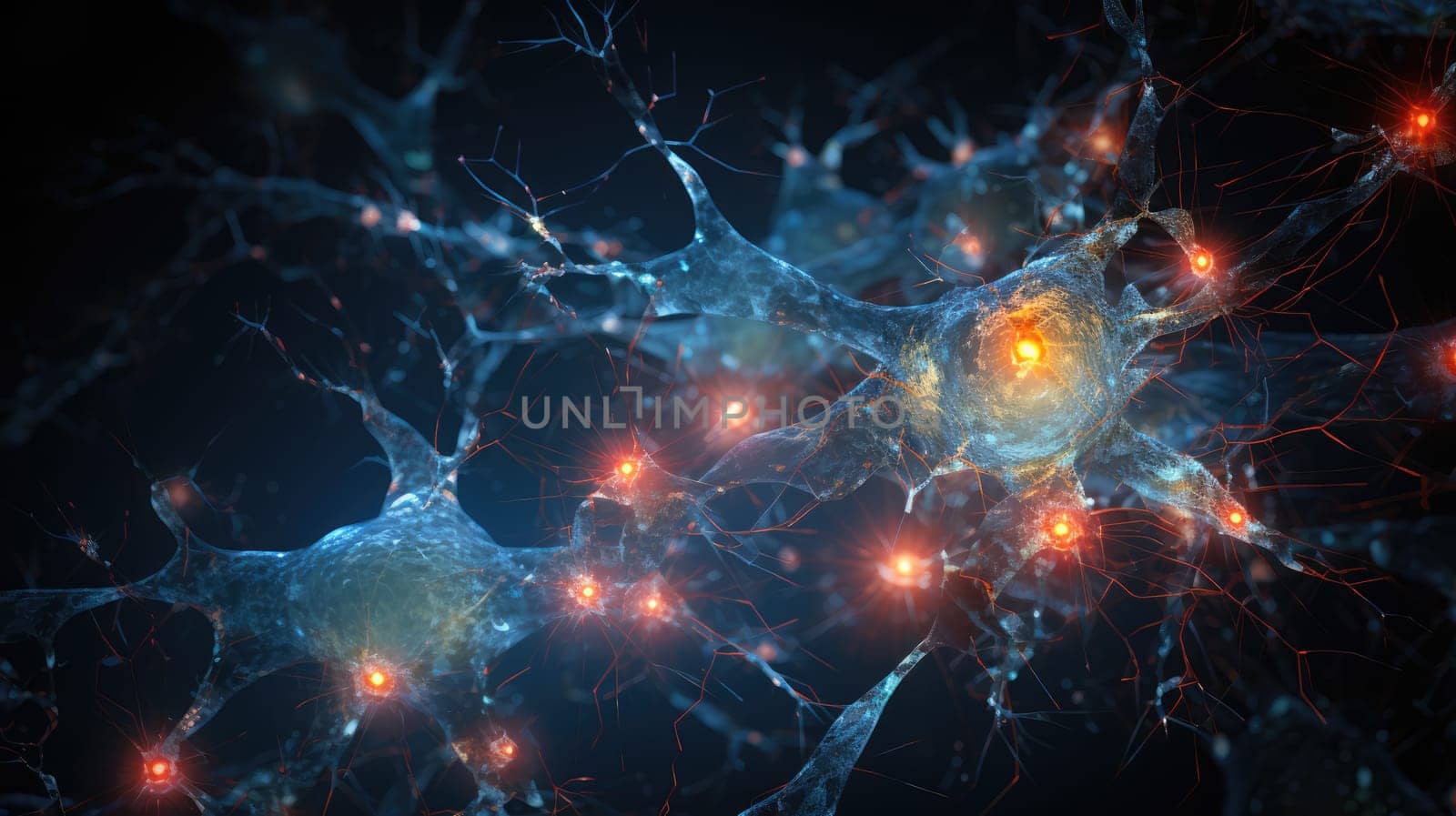 Abstract background and texture. Neurons and neural networks in living nature and in elements of artificial intelligence