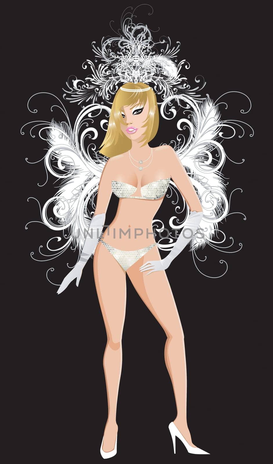 Vector Illustration for carnival costume or las vegas showgirl.