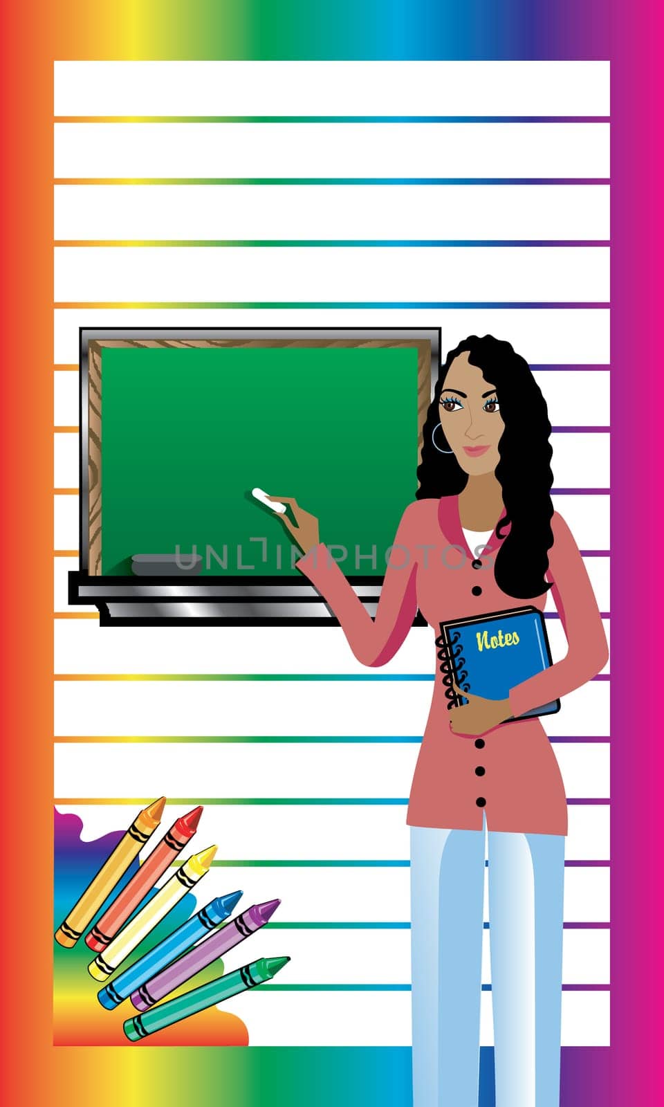 Vector of Business Card. Teacher with Chalkboard and notebook. There is room for text. See others in this series.