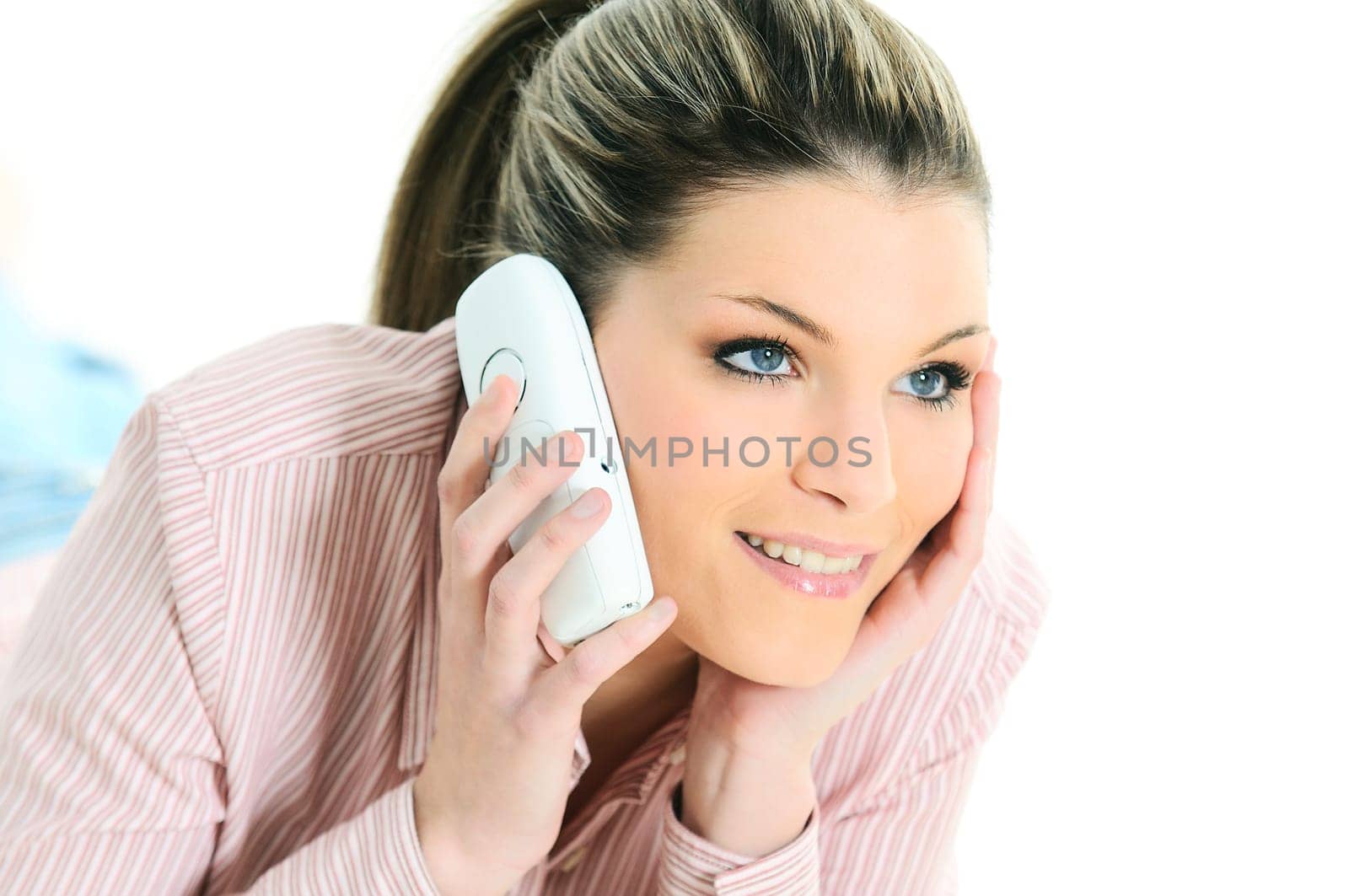 beauty woman at home is calling
