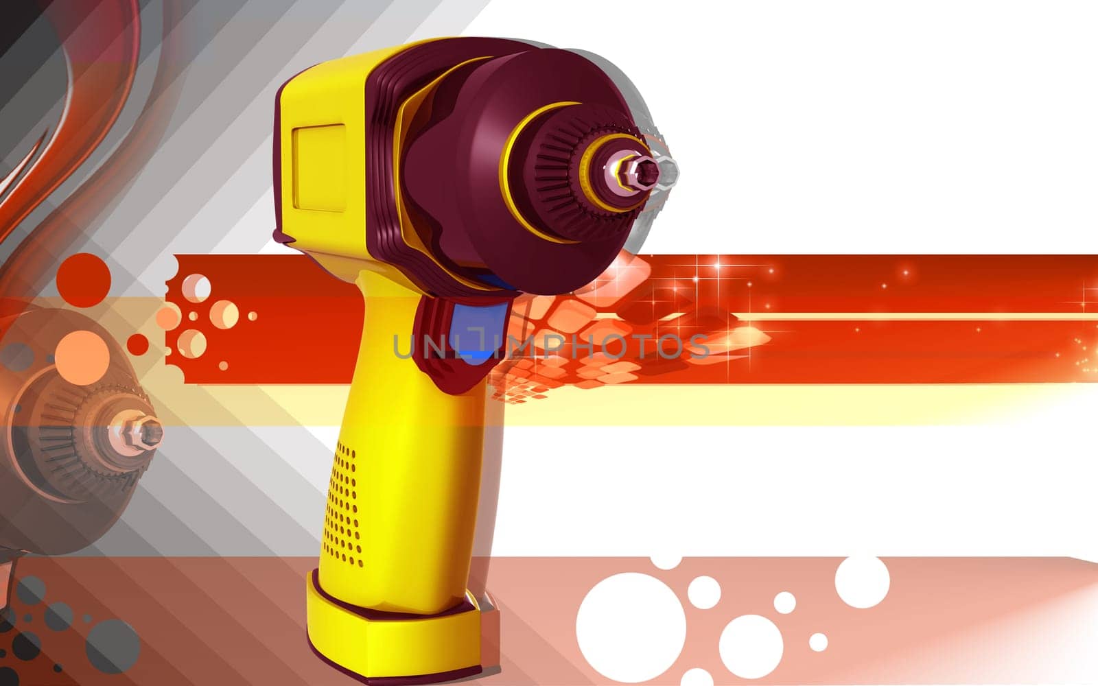 Digital illustration of impact wrench in colour background