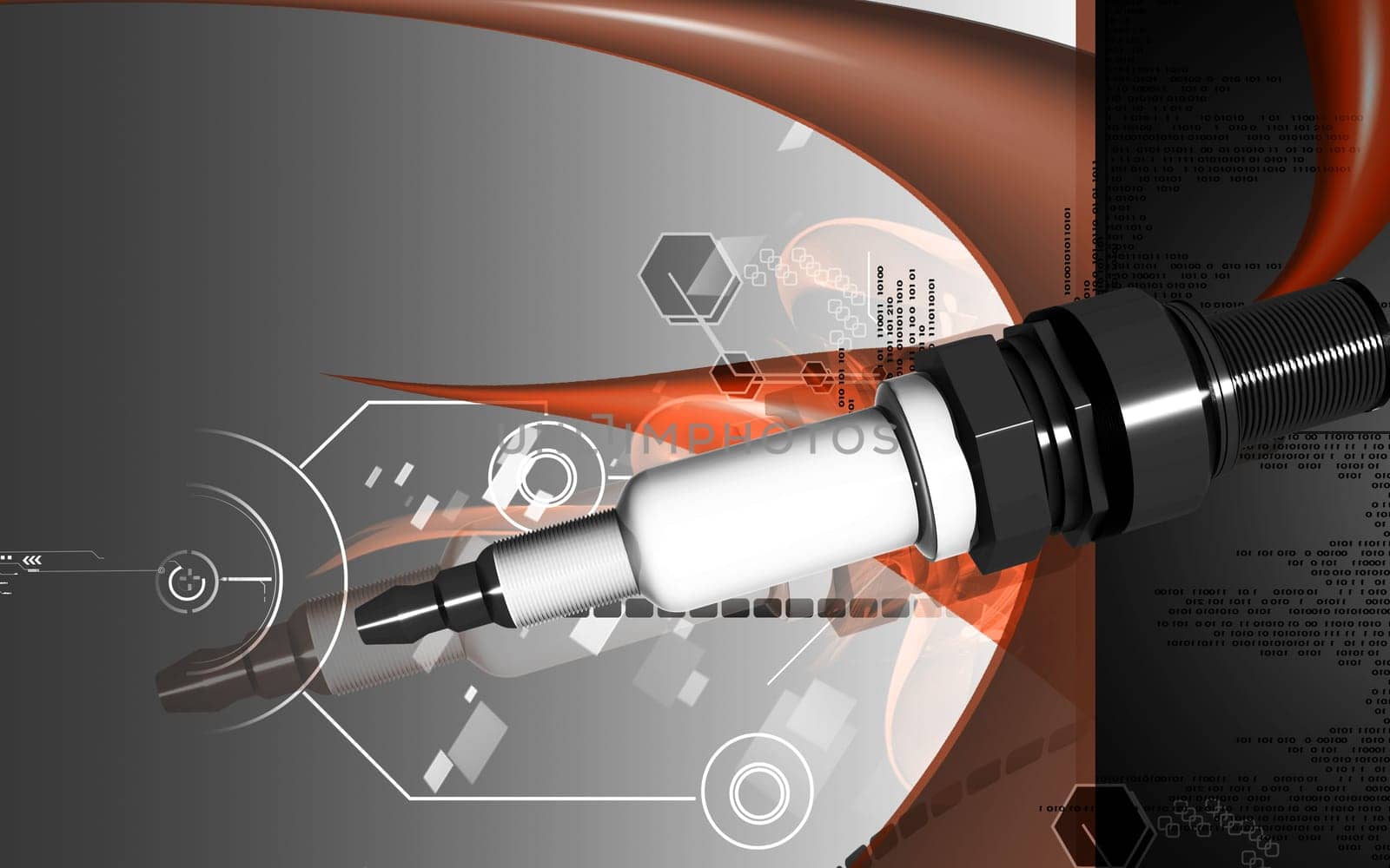 Digital illustration of Spark plug in colour background