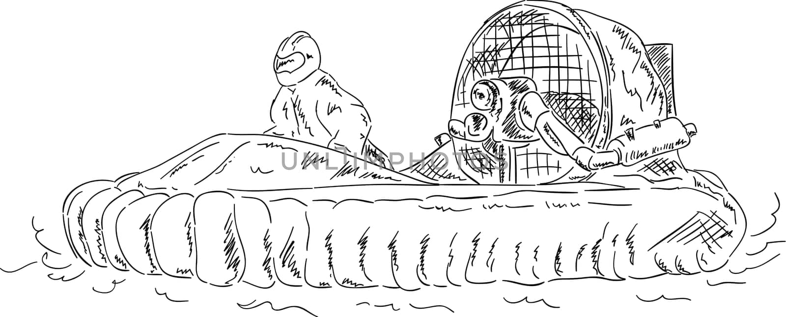 vector - male control hovercraft , isolated on background
