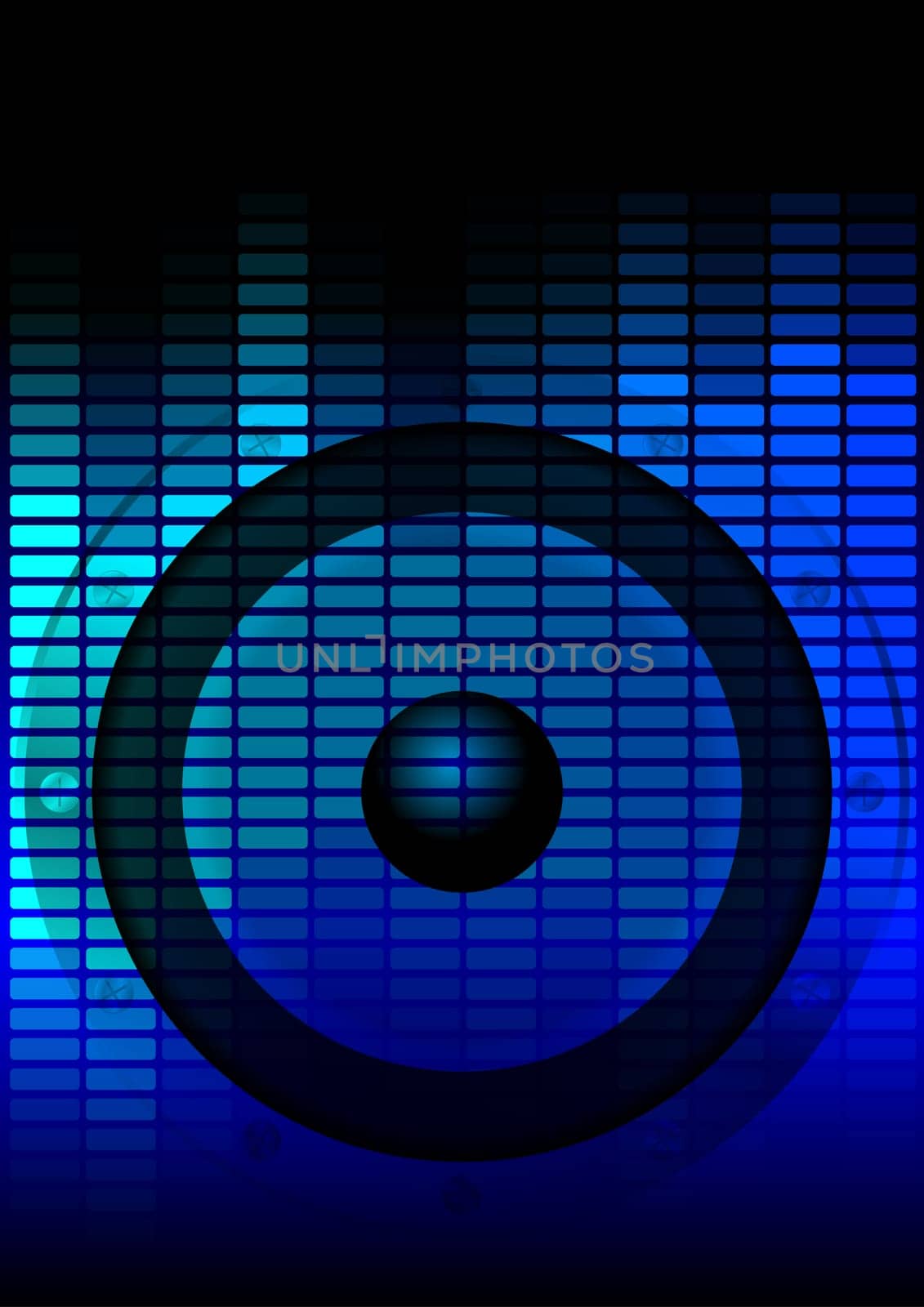 Music Party Background - Loudspeaker and Blue Equalizer on Dark Background