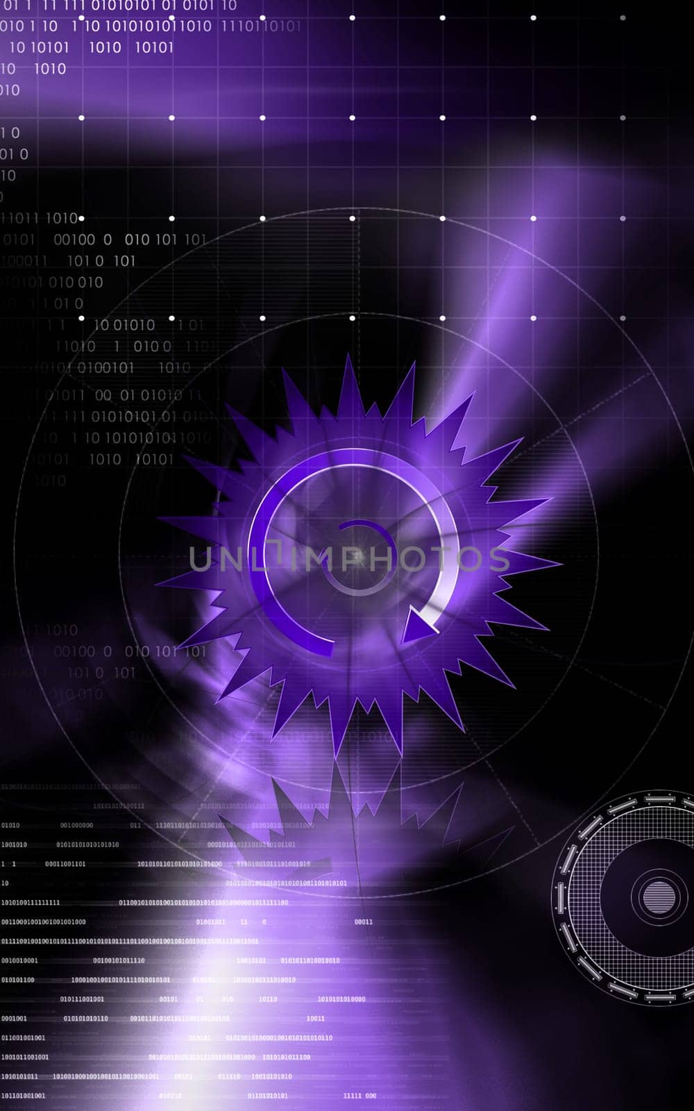 Digital illustration of wheel in colour background