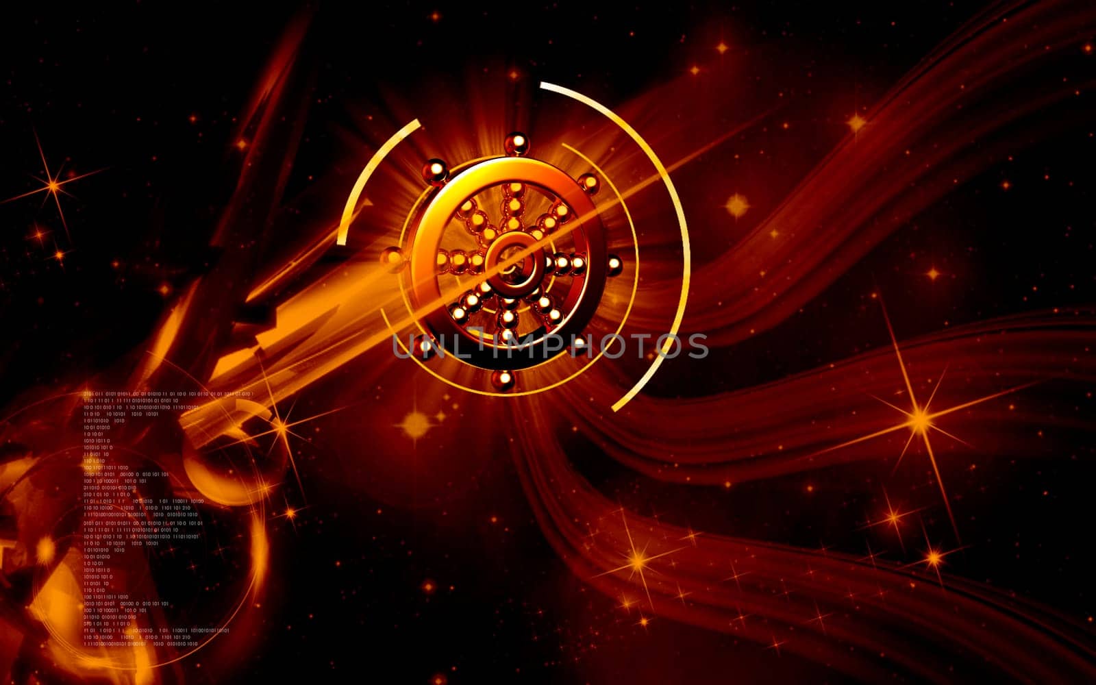 Digital illustration of wheel in colour background