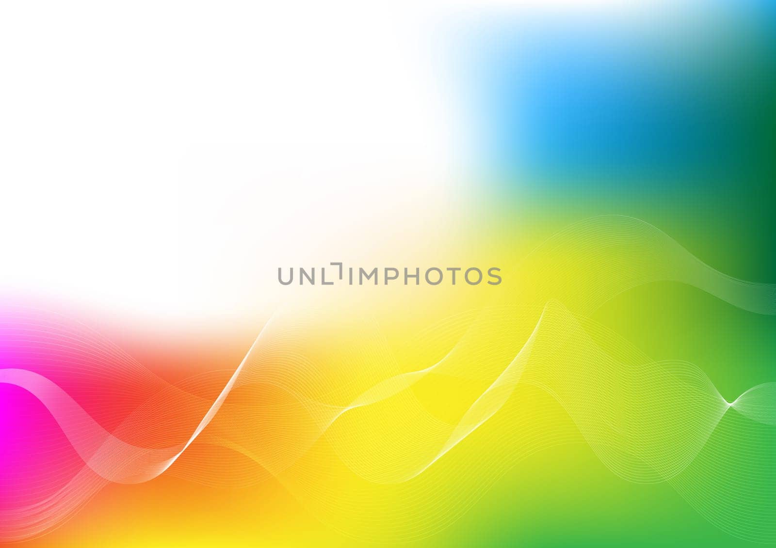 Illustration - Abstract Wallpaper - White Waves on Multicolor Background