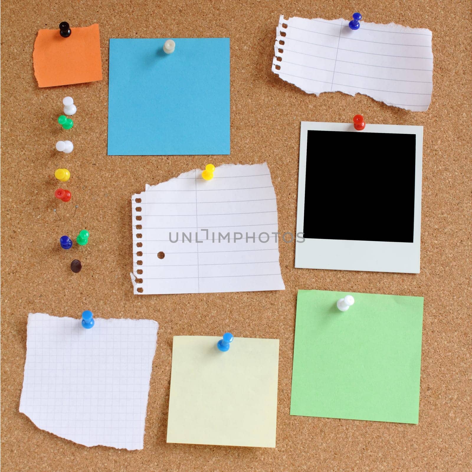 Cork pin board with open space for lettering