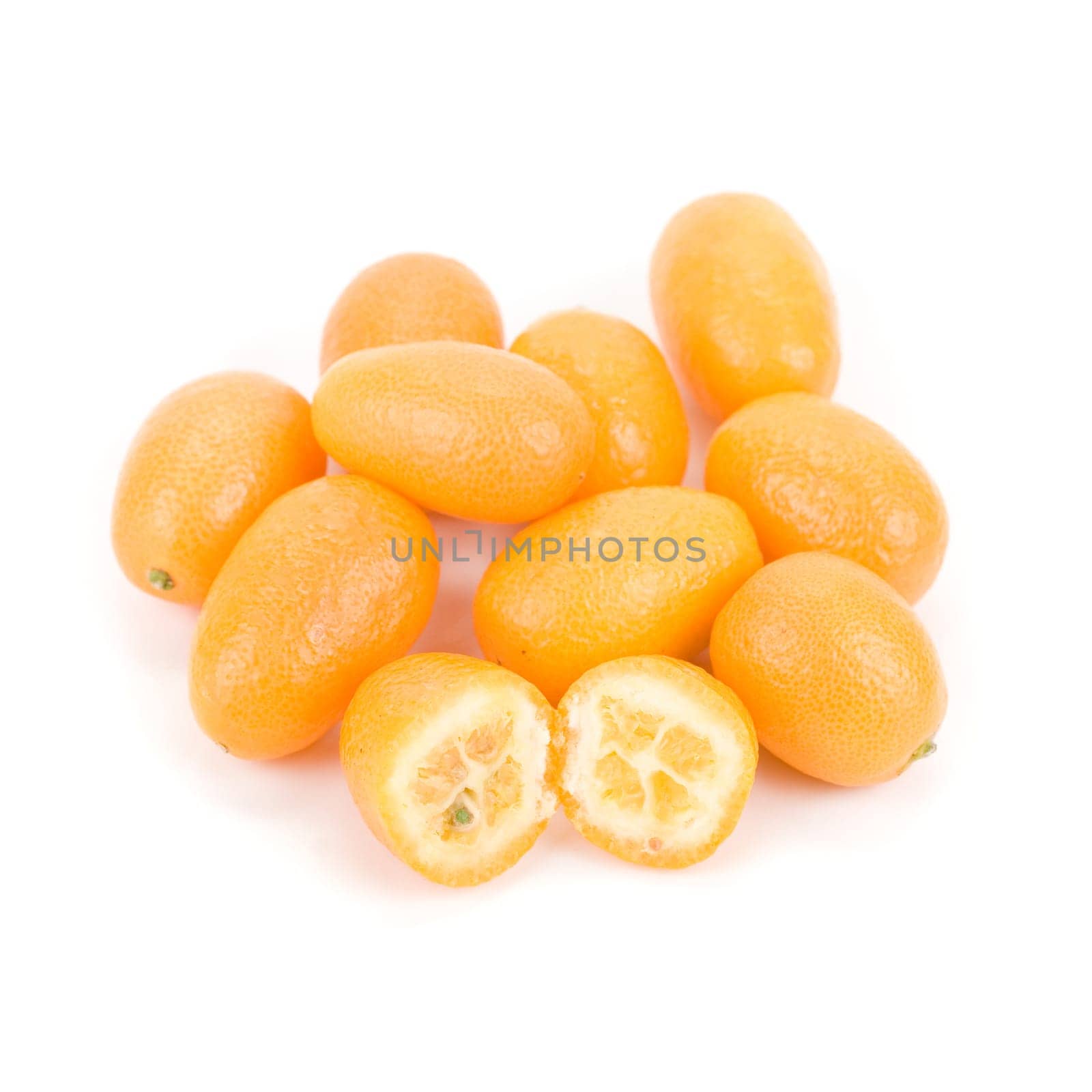 kumquat exotic citrus fruit isolated on a white