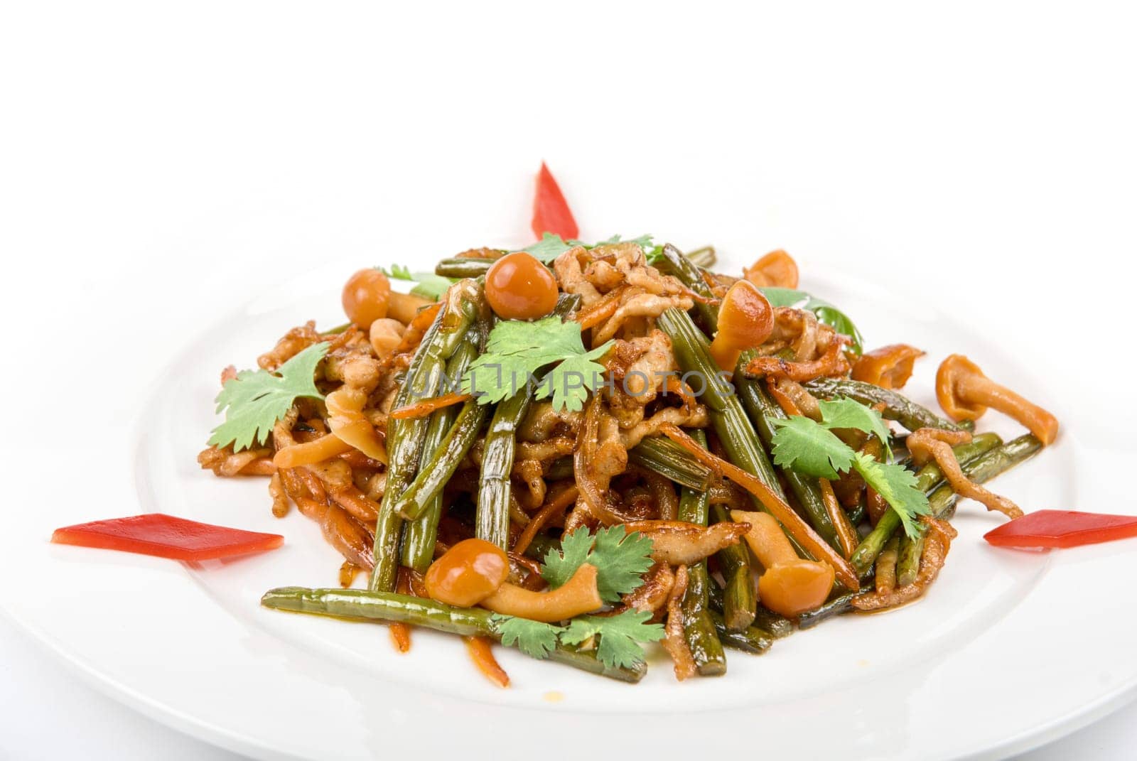salad of mushrooms and vegetable close up