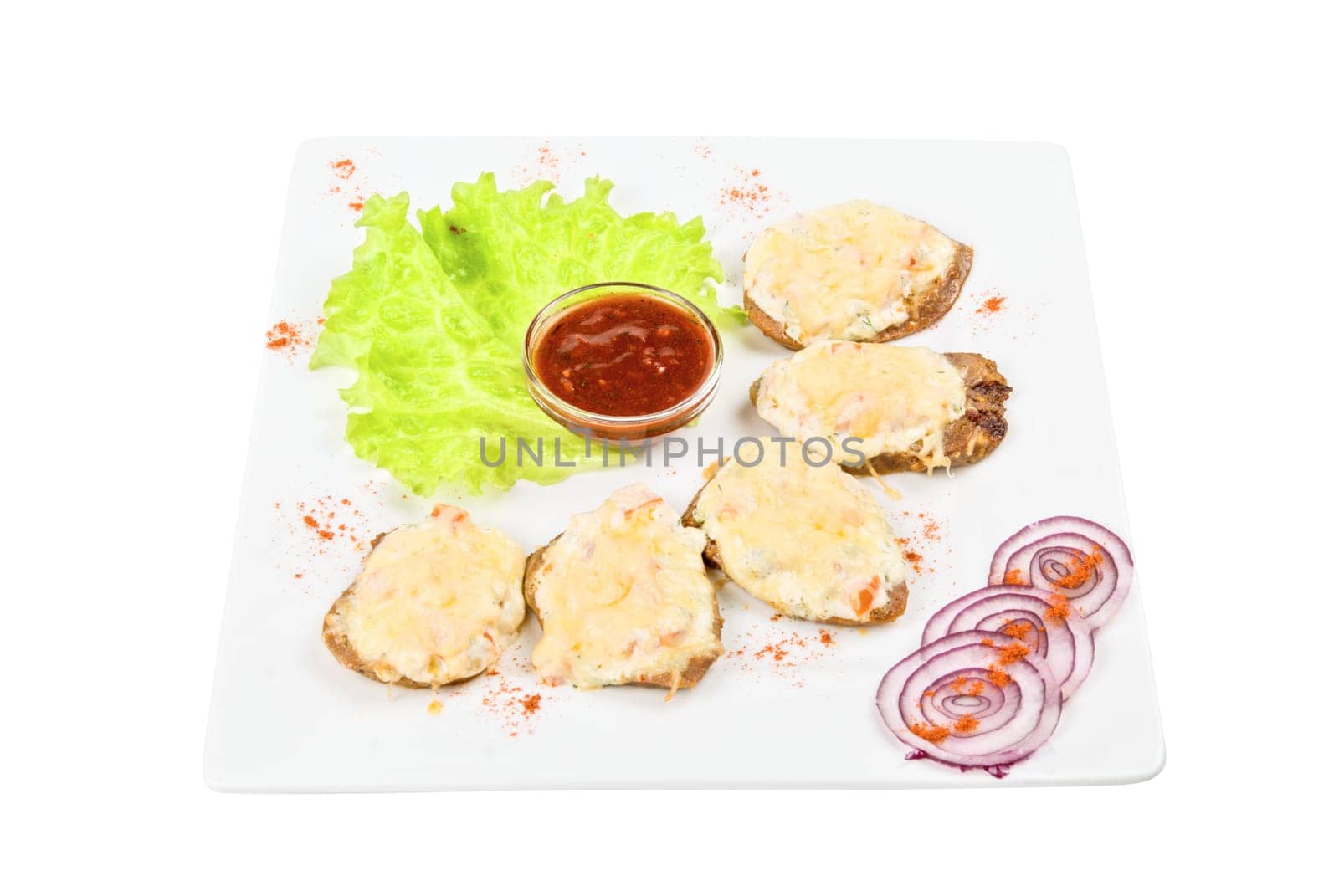 Baked beef tongue with cheese and vegetable