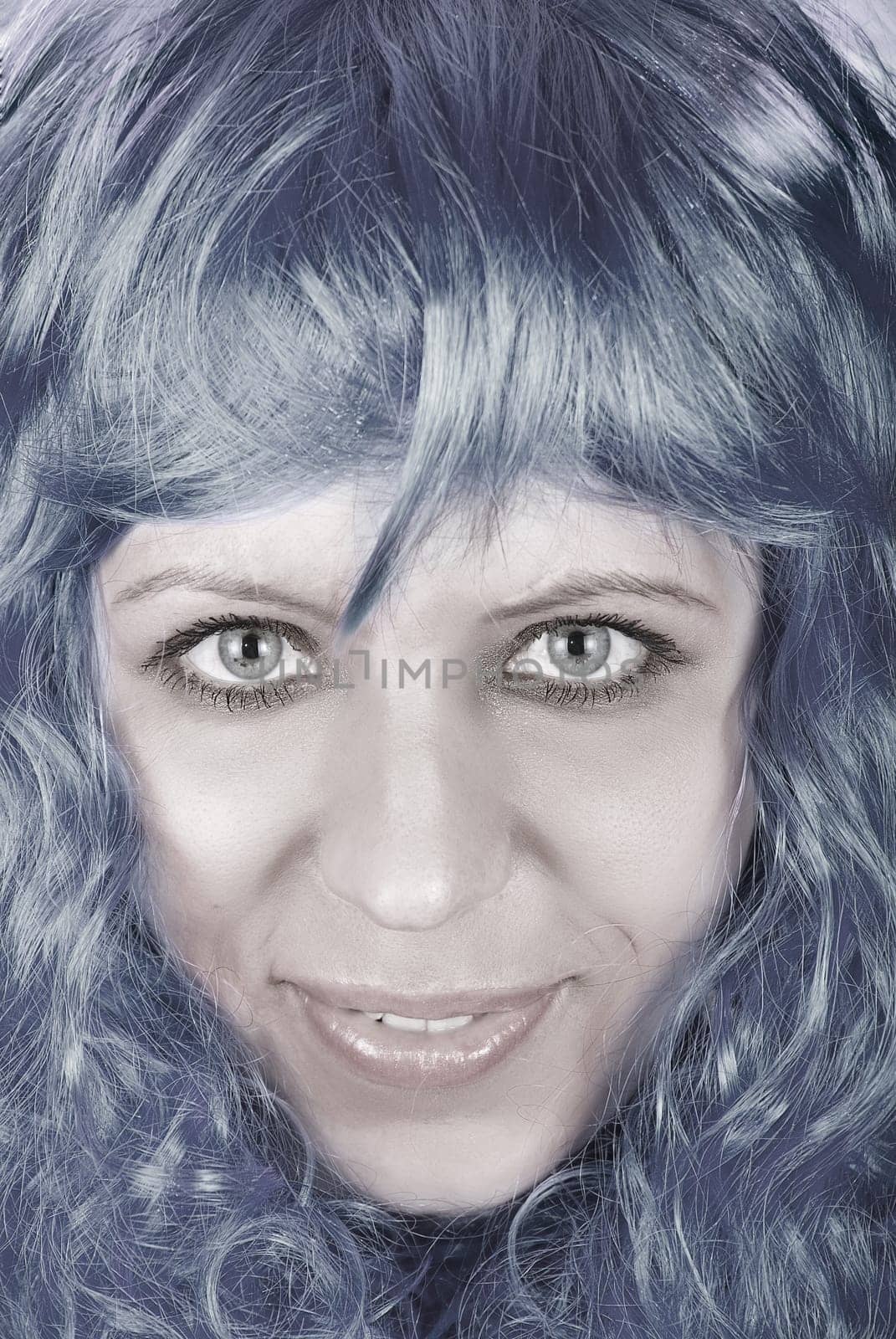 Photo of a blue girl closeup portrait
