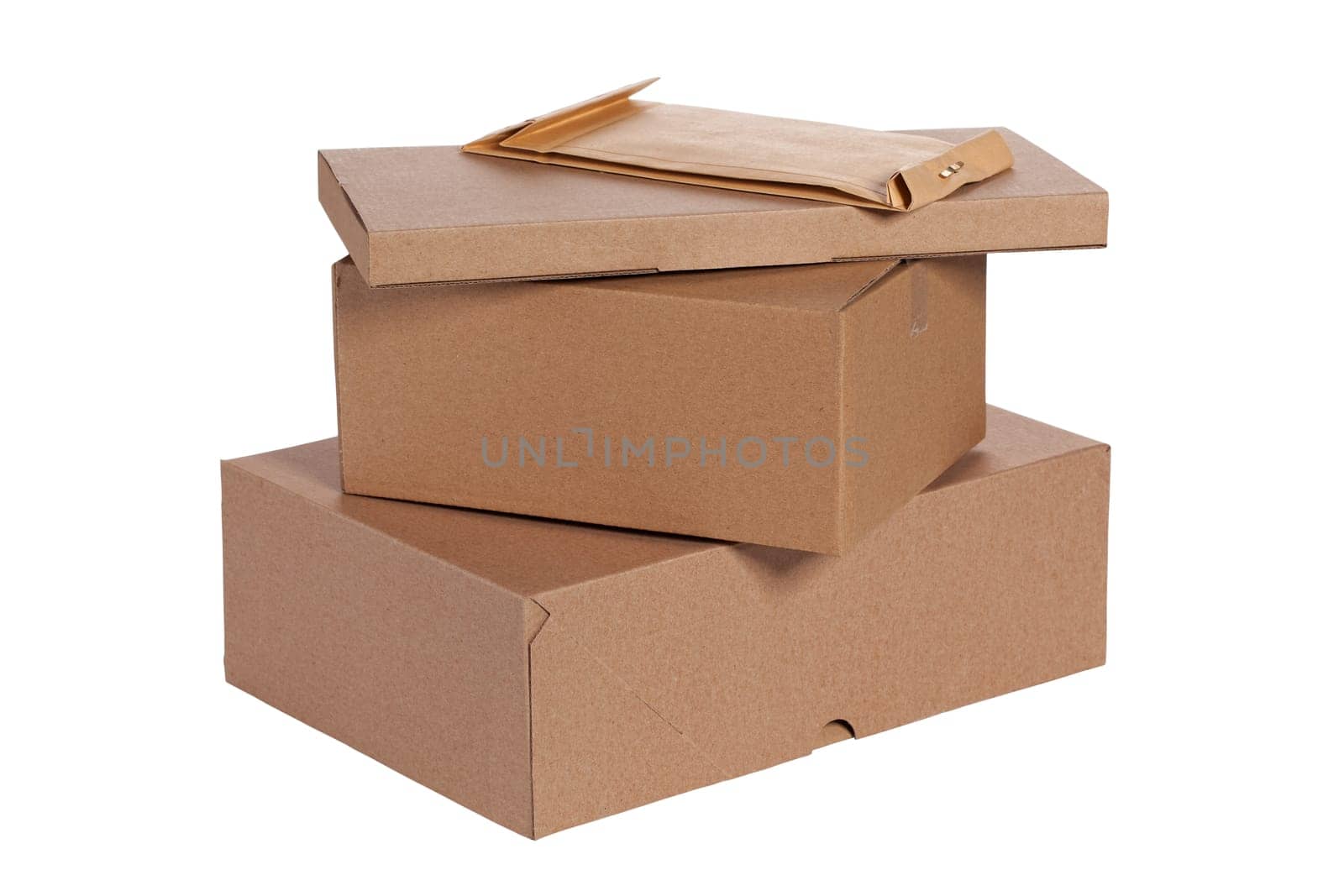 Cardboard boxes isolated on white + Clipping Path