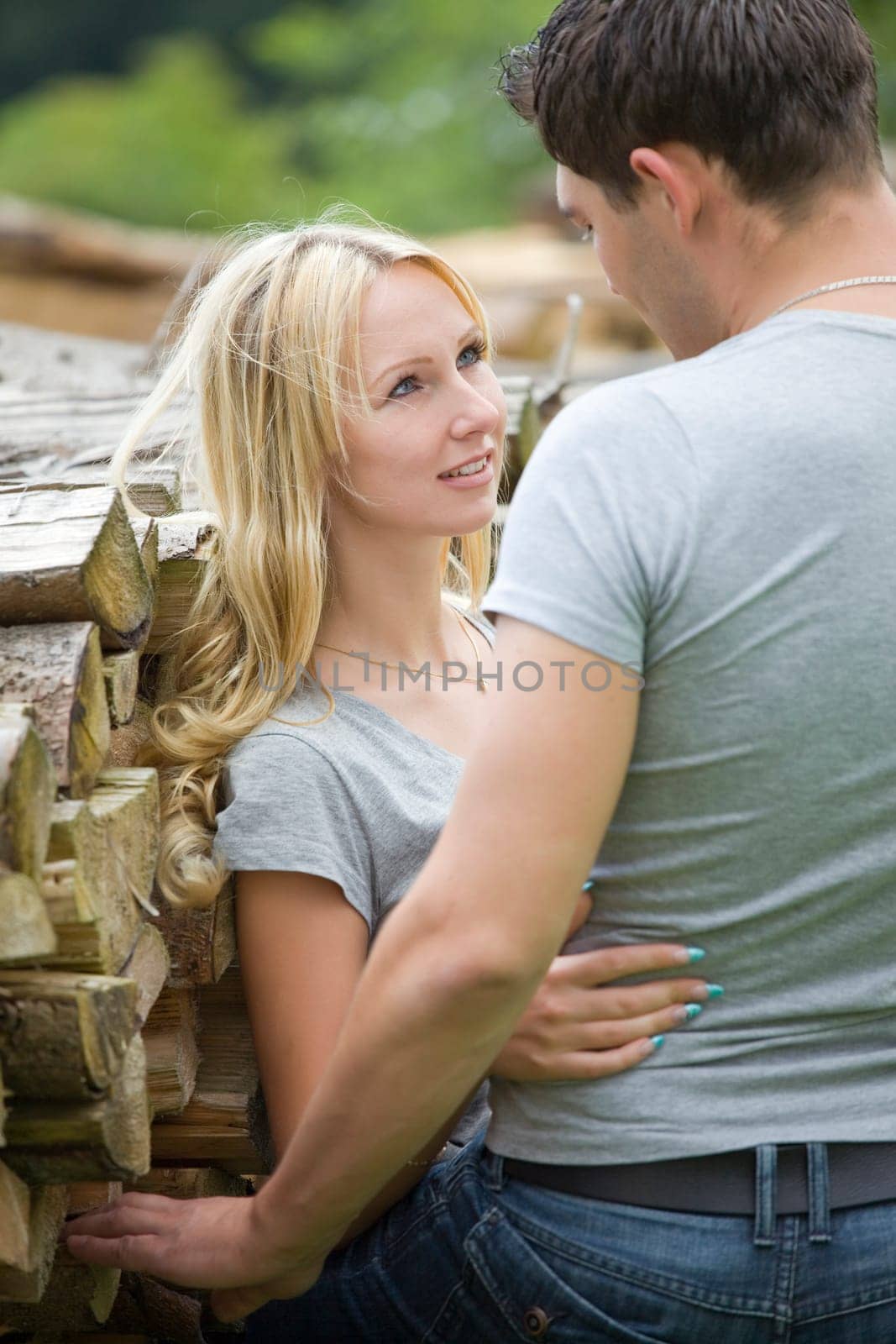 portrait of young couple in countryside