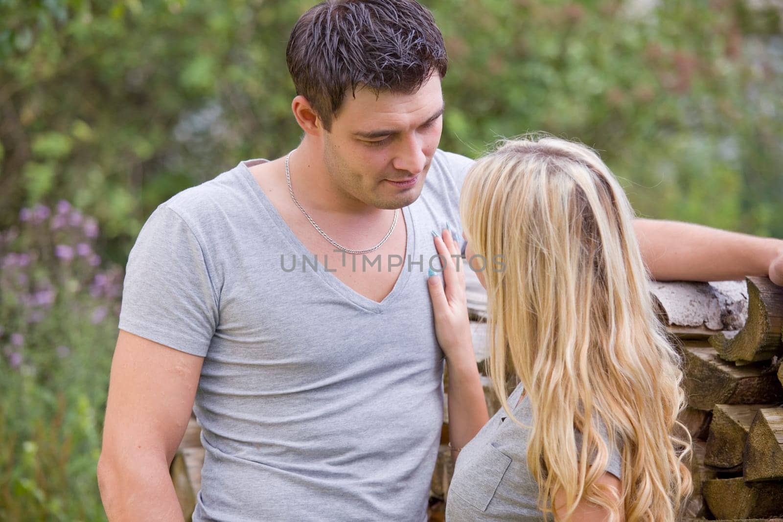 portrait of happy couple in countryside