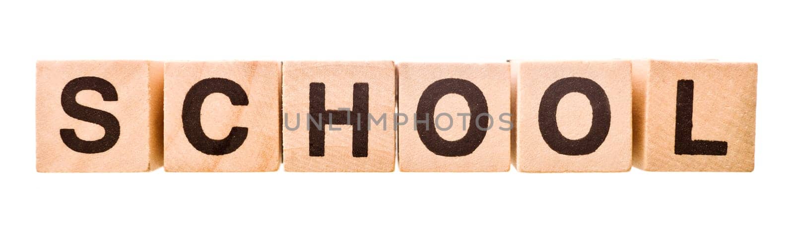 The word School wrote of Play Blocks