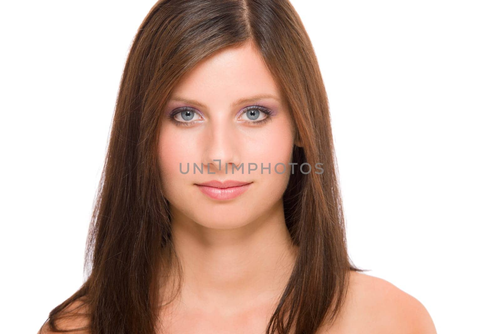 Beautiful brunette model smiling natural portrait