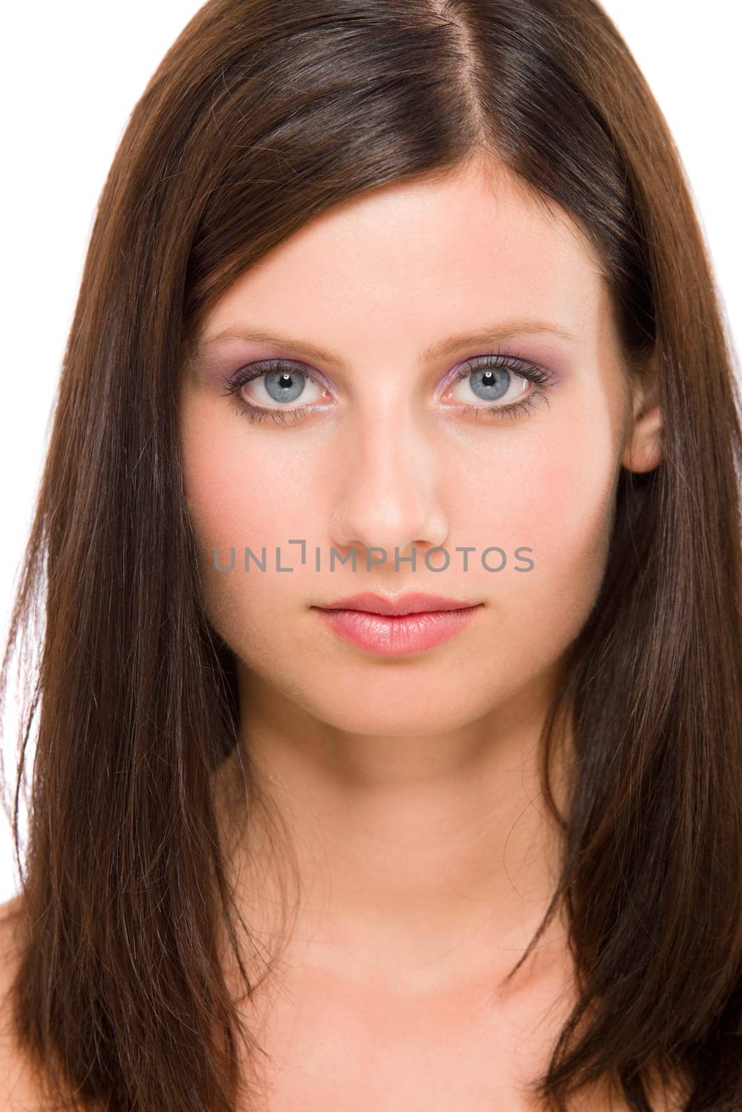 Beautiful brunette model smiling natural portrait
