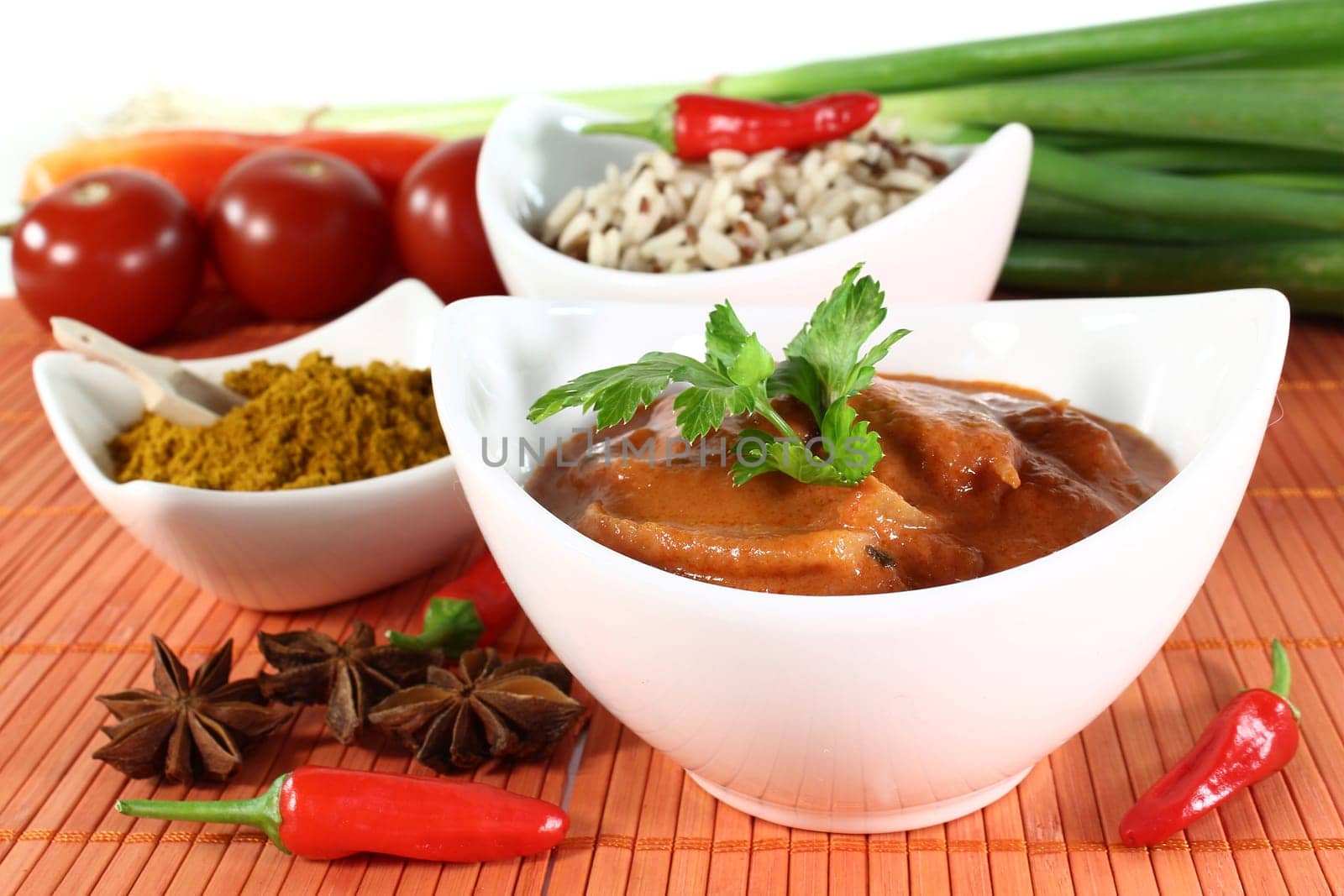 red curry with vegetables and wild rice