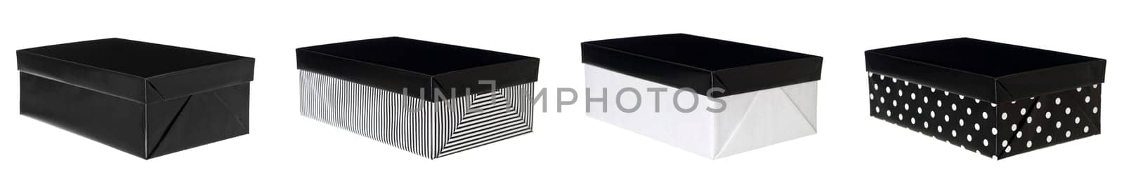 Black and white presents isolated on white background