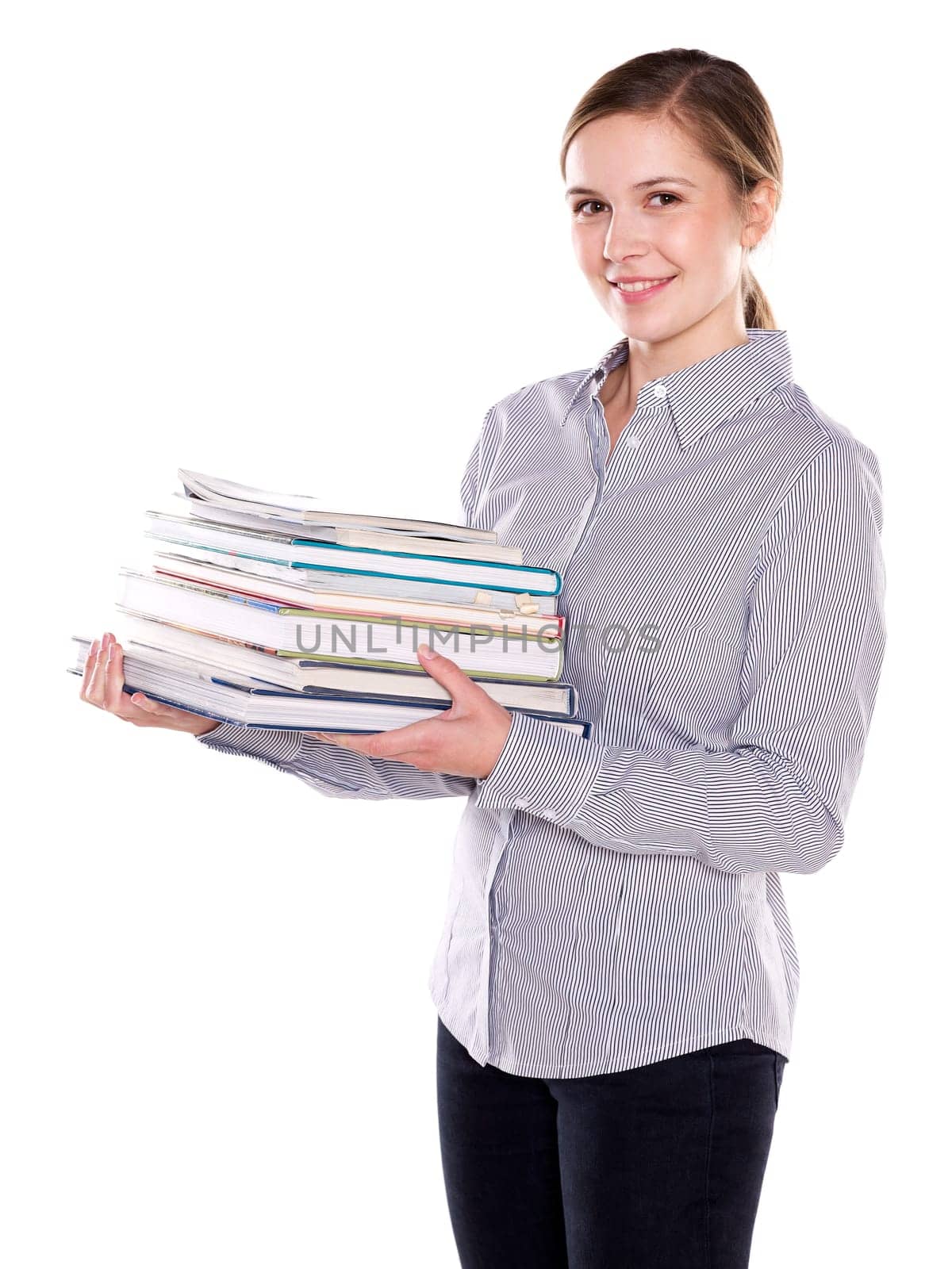 Young woman carrying books