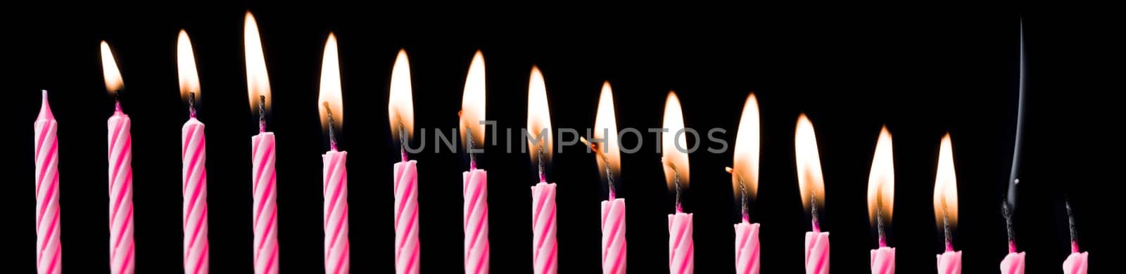 Time Lapse of a Birthday Candle on black background