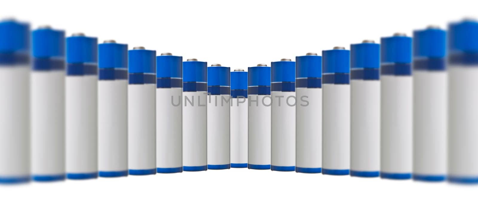 Row of battery isolated on white background