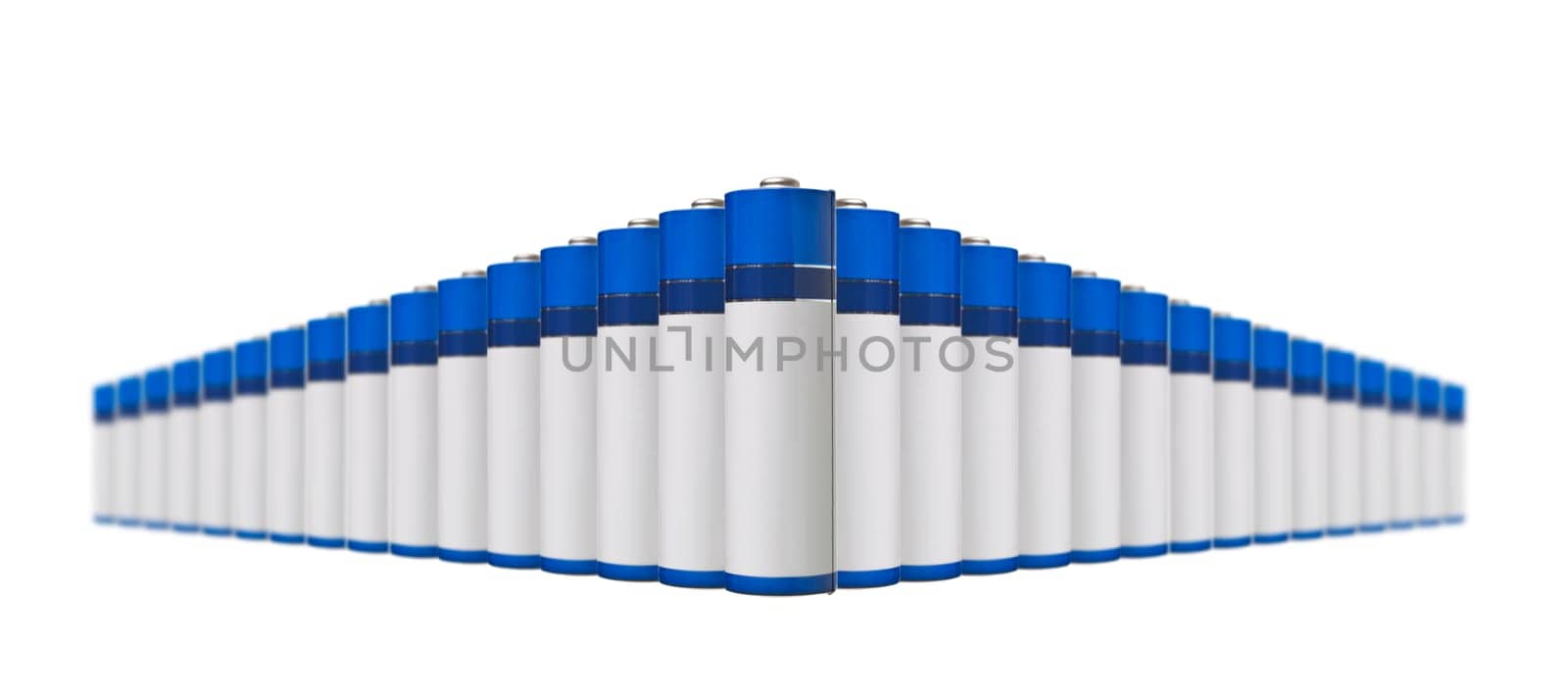 Row of battery isolated on white background