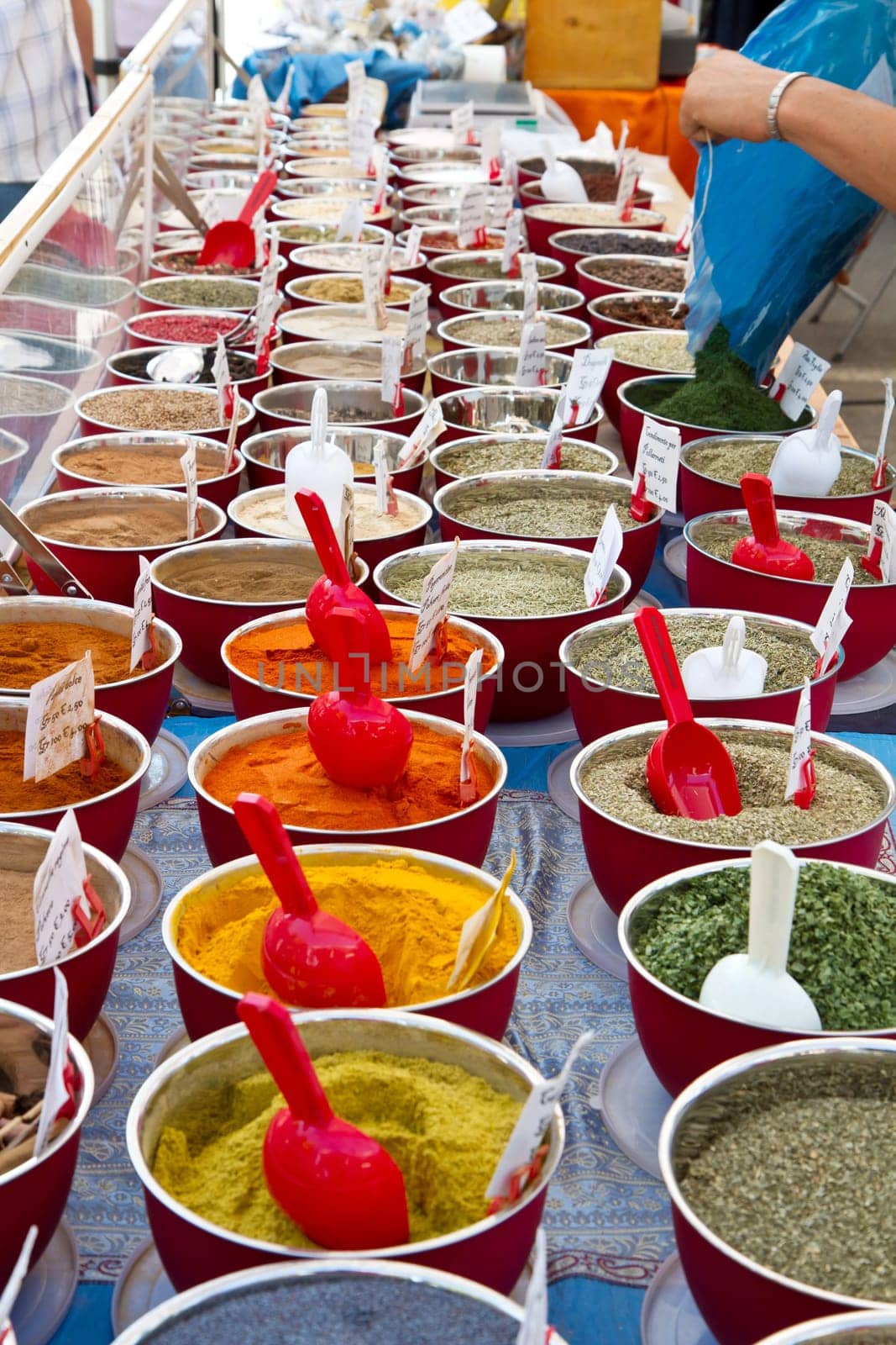 colored spices in market