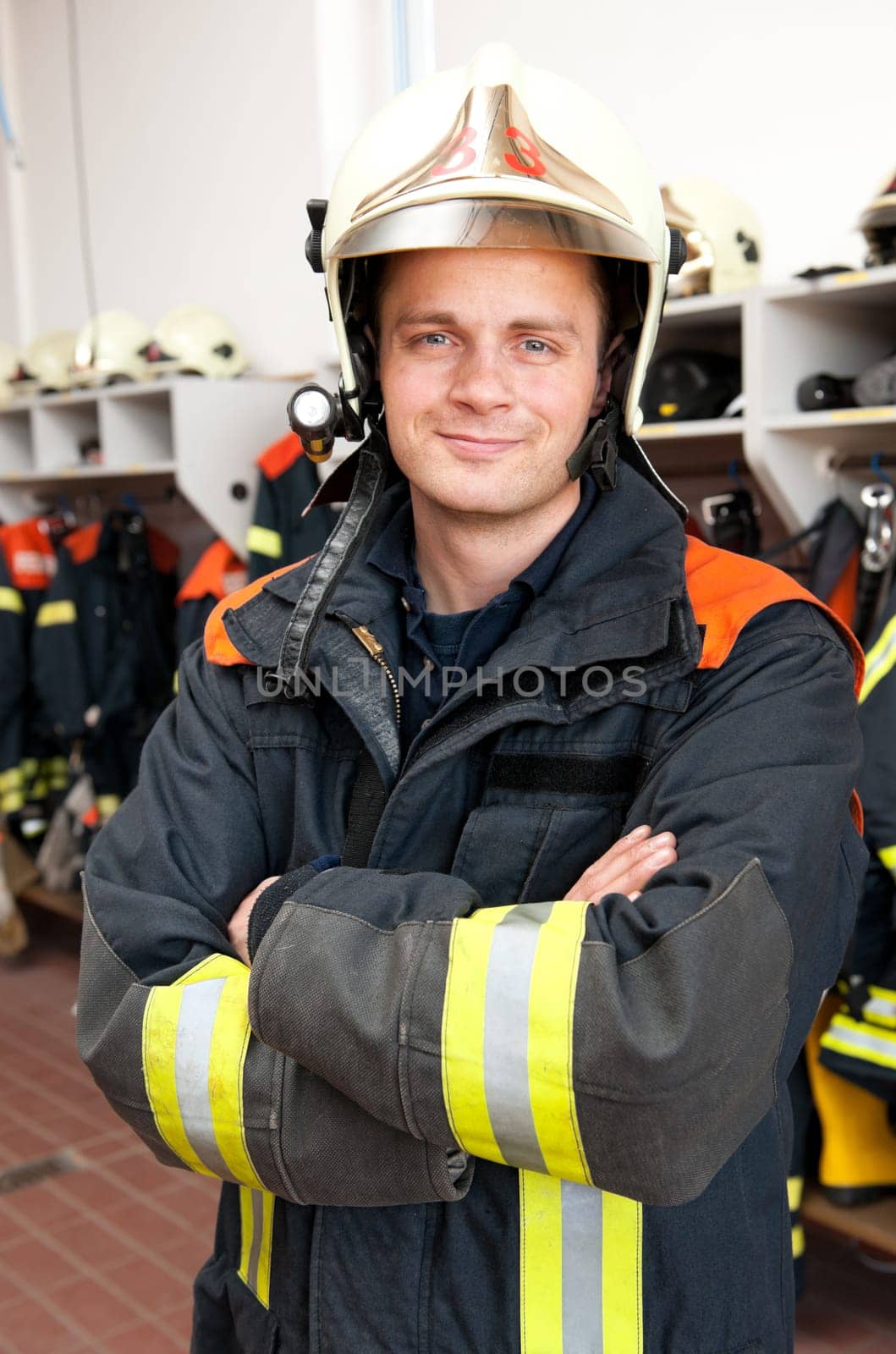 Portrait of a young firefighter
