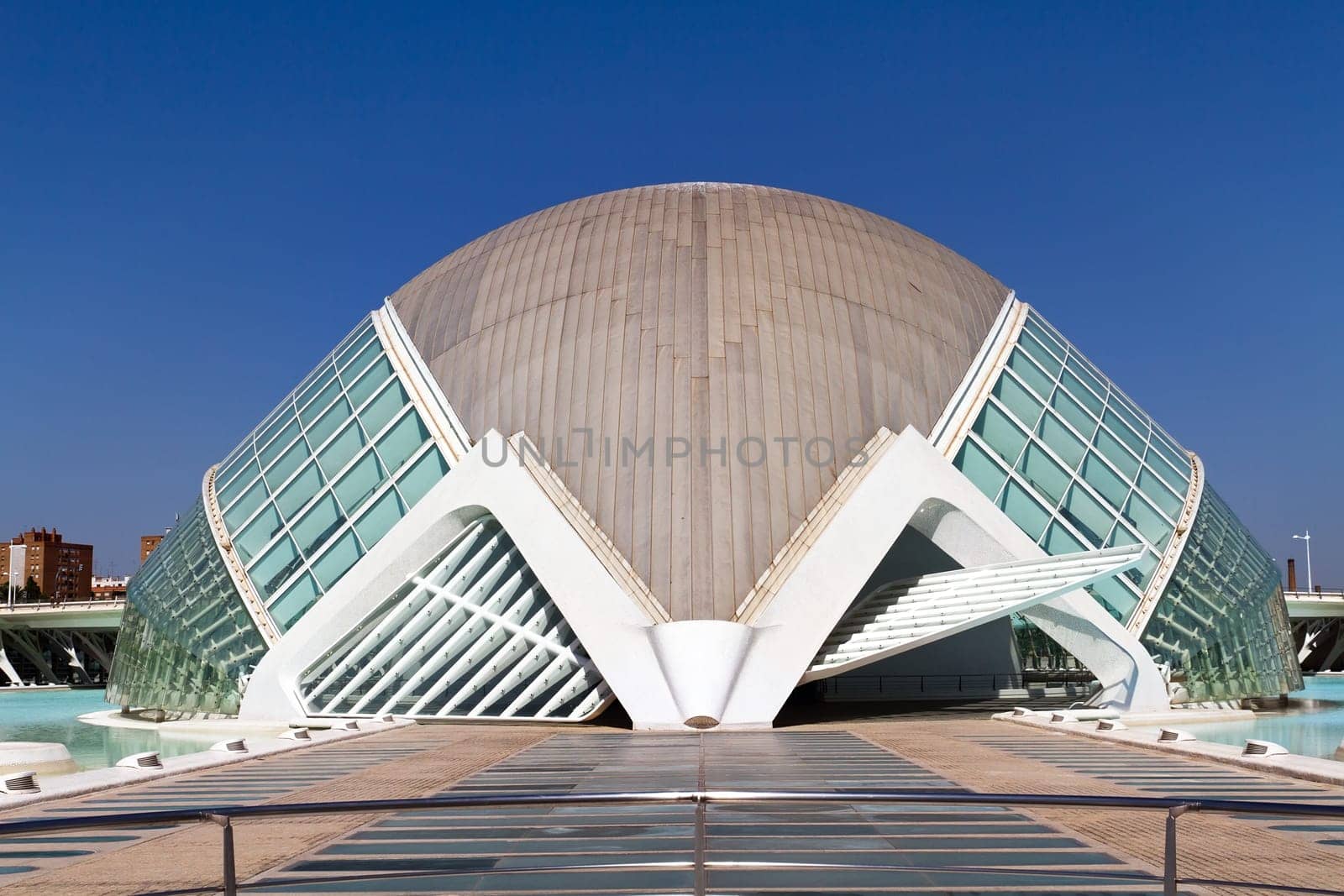 VALENCIA, SPAIN - AUGUST 21: Hemisferic in The City of Arts and Sciences on August 21, 2011 in Valencia, Spain. This futuristic building was designed by the famous architect Santiago Calatrava.