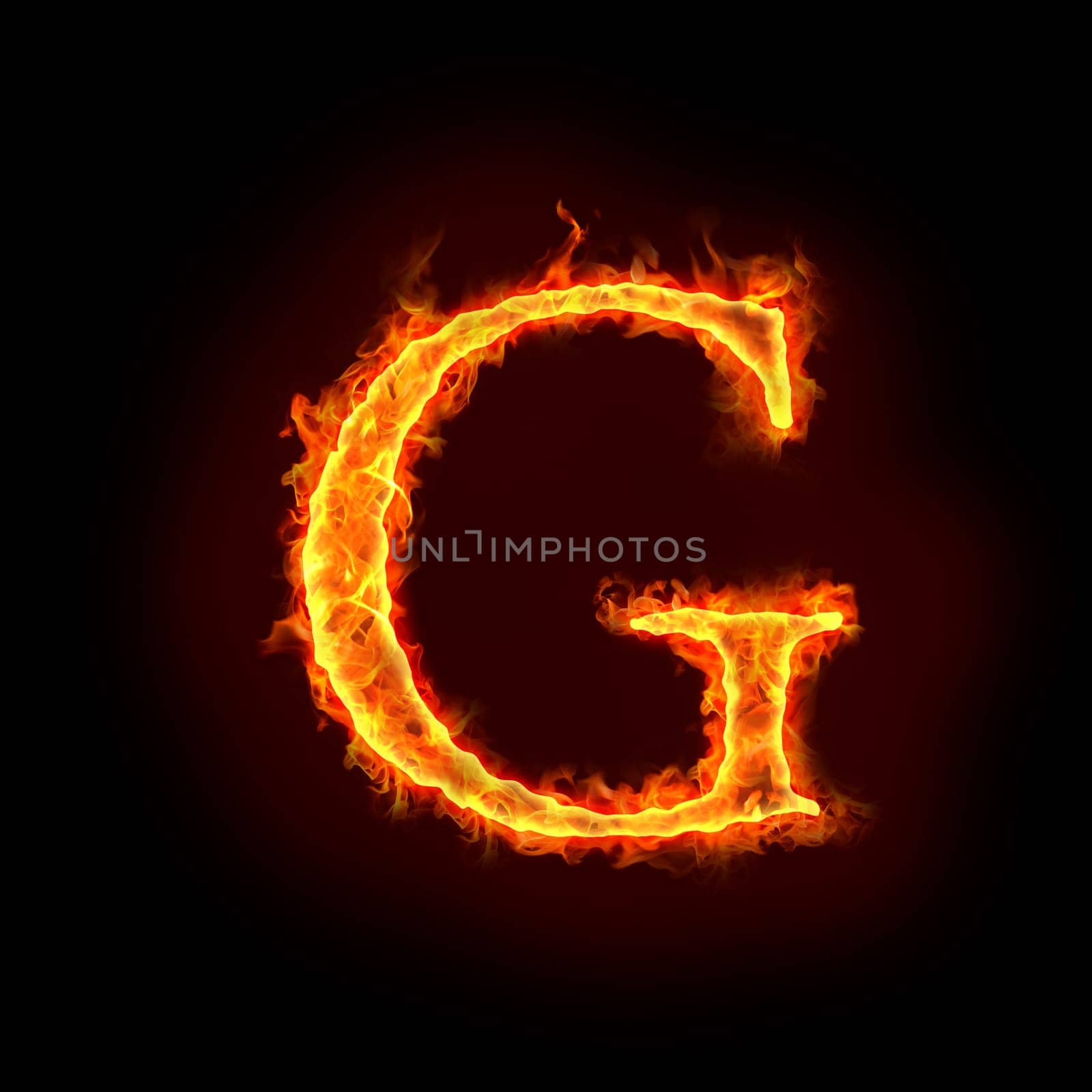fire alphabets in flame, letter G