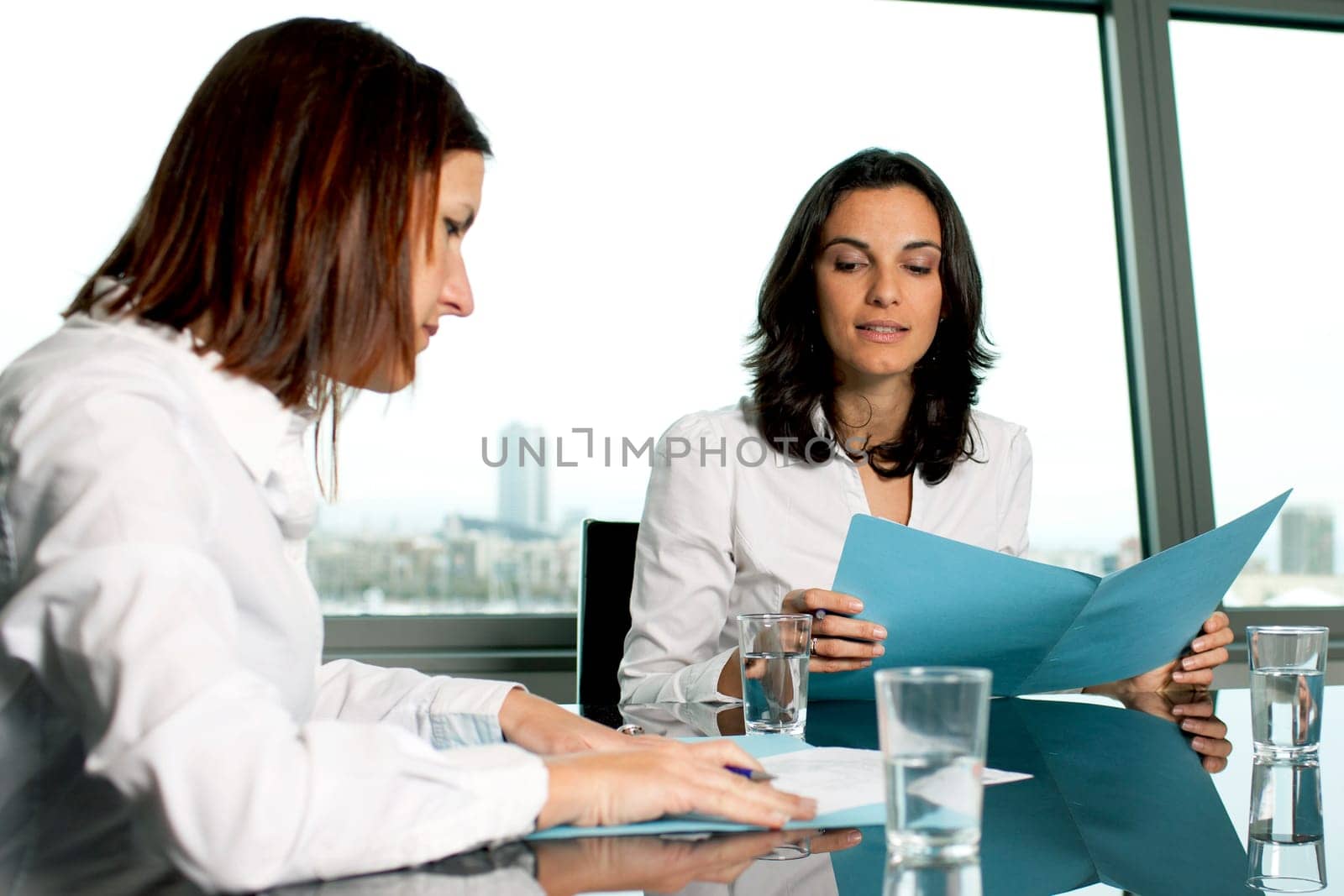 Two businesswomen in beautiful office