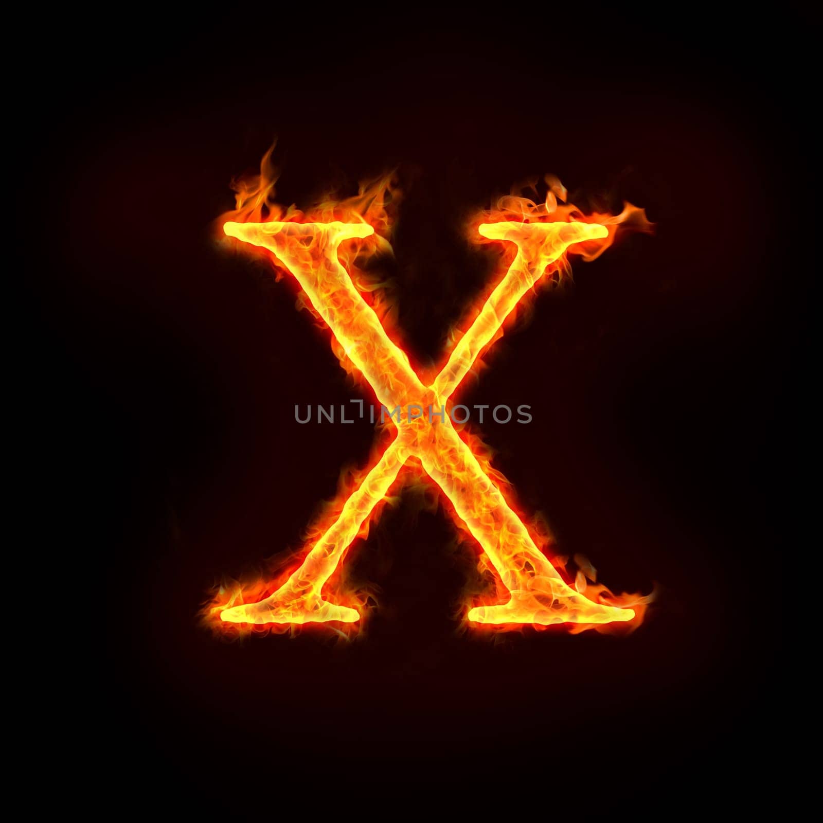 fire alphabets in flame, letter X