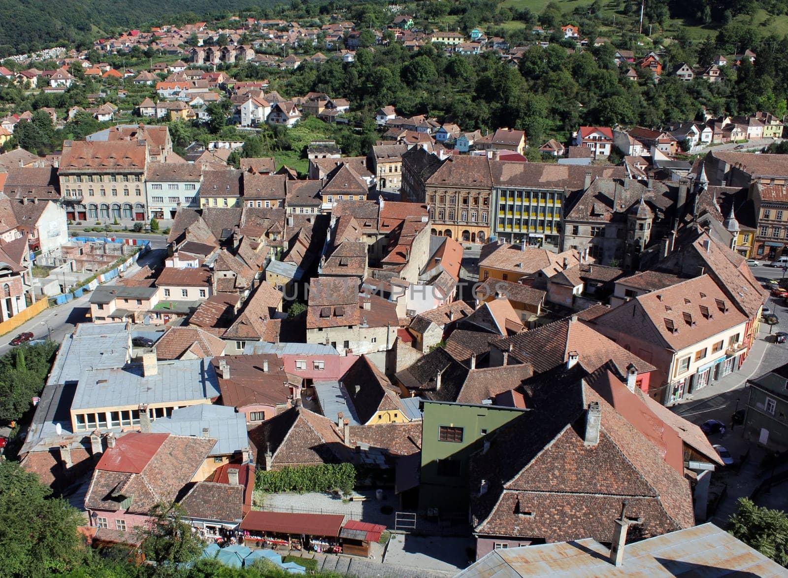 Rooftops  view of Sighisoara/ Sachsburg city in Transylvania, Romania.