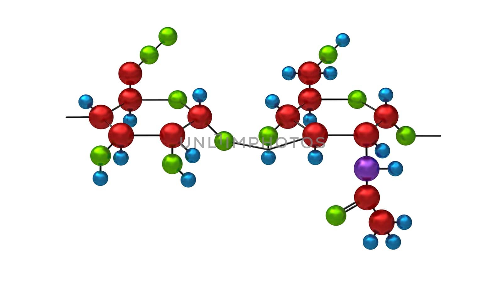 Molecule of hyaluron 3d render isolated on white