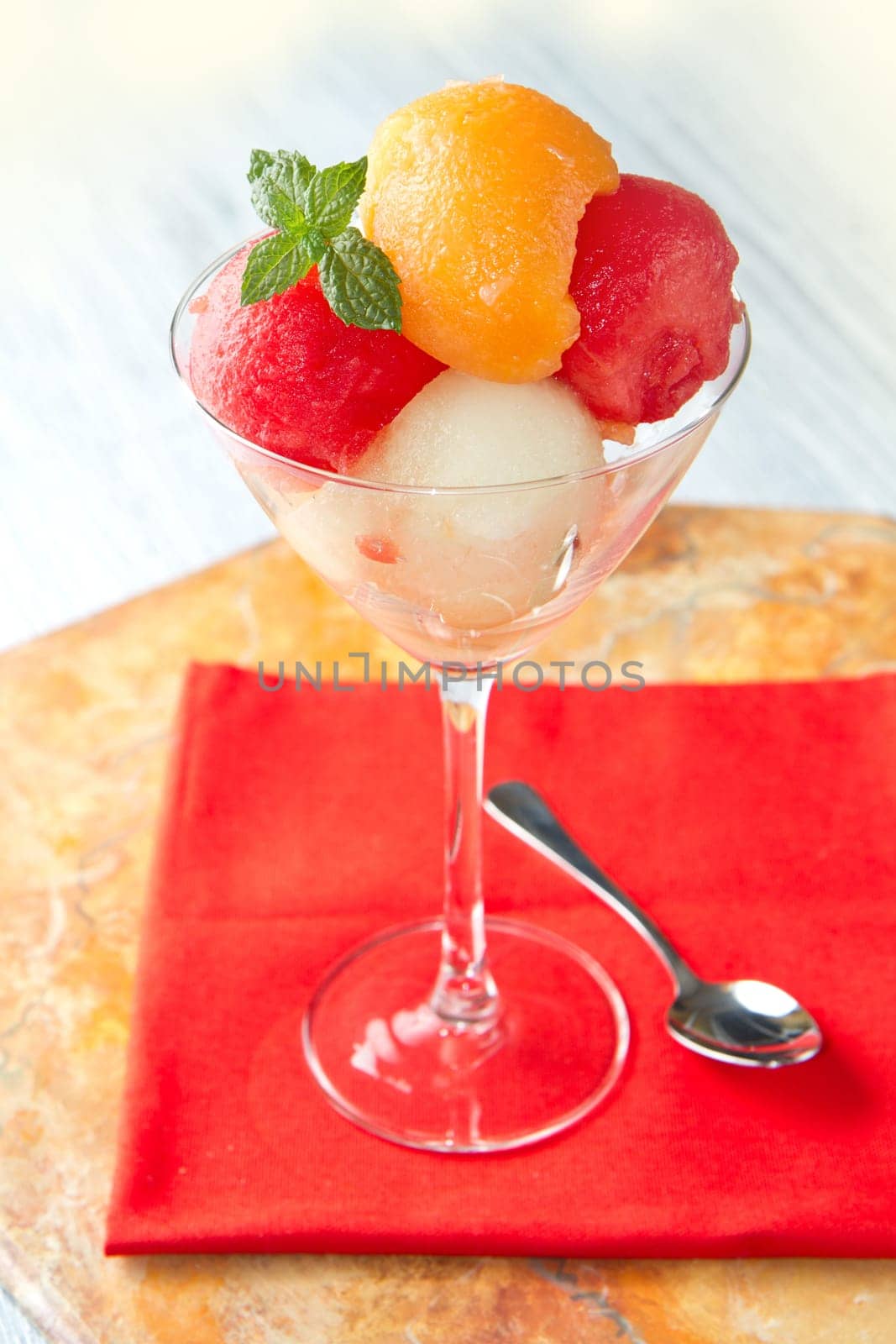 fruit salad with watermelon and melon