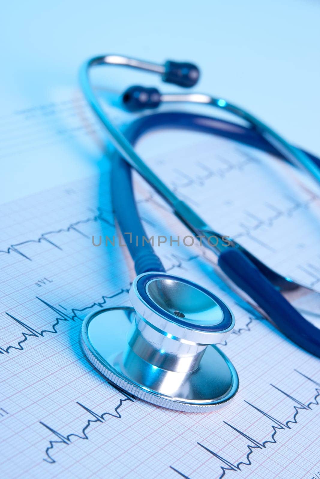 Part of stethoscope and electrocardiogram (ECG)
