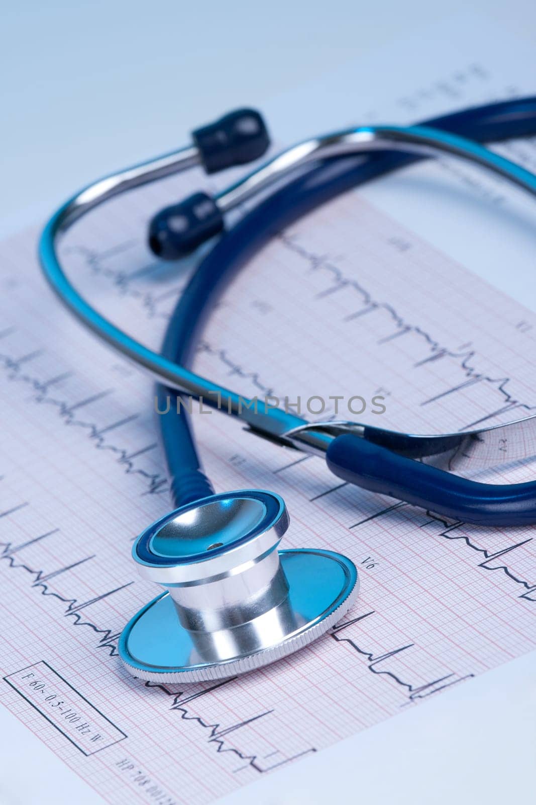 Part of stethoscope and electrocardiogram (ECG)