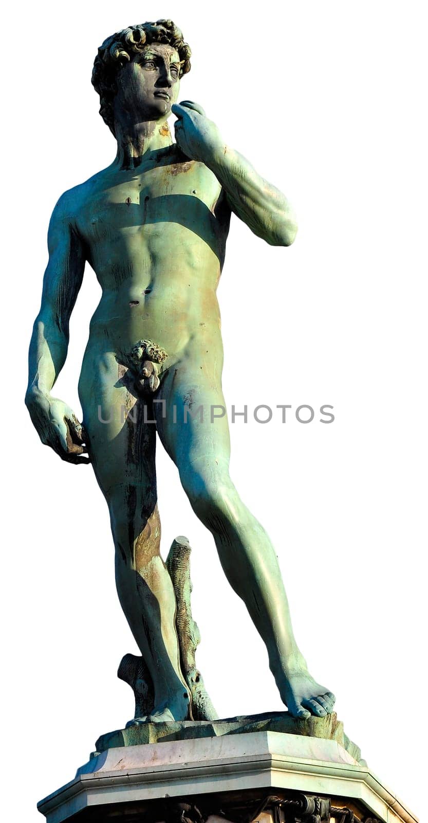 A copy of David&#039 s Statue, by Michaelangelo, made in bronze, in Piazzale Michelangelo, Florence, Italy.