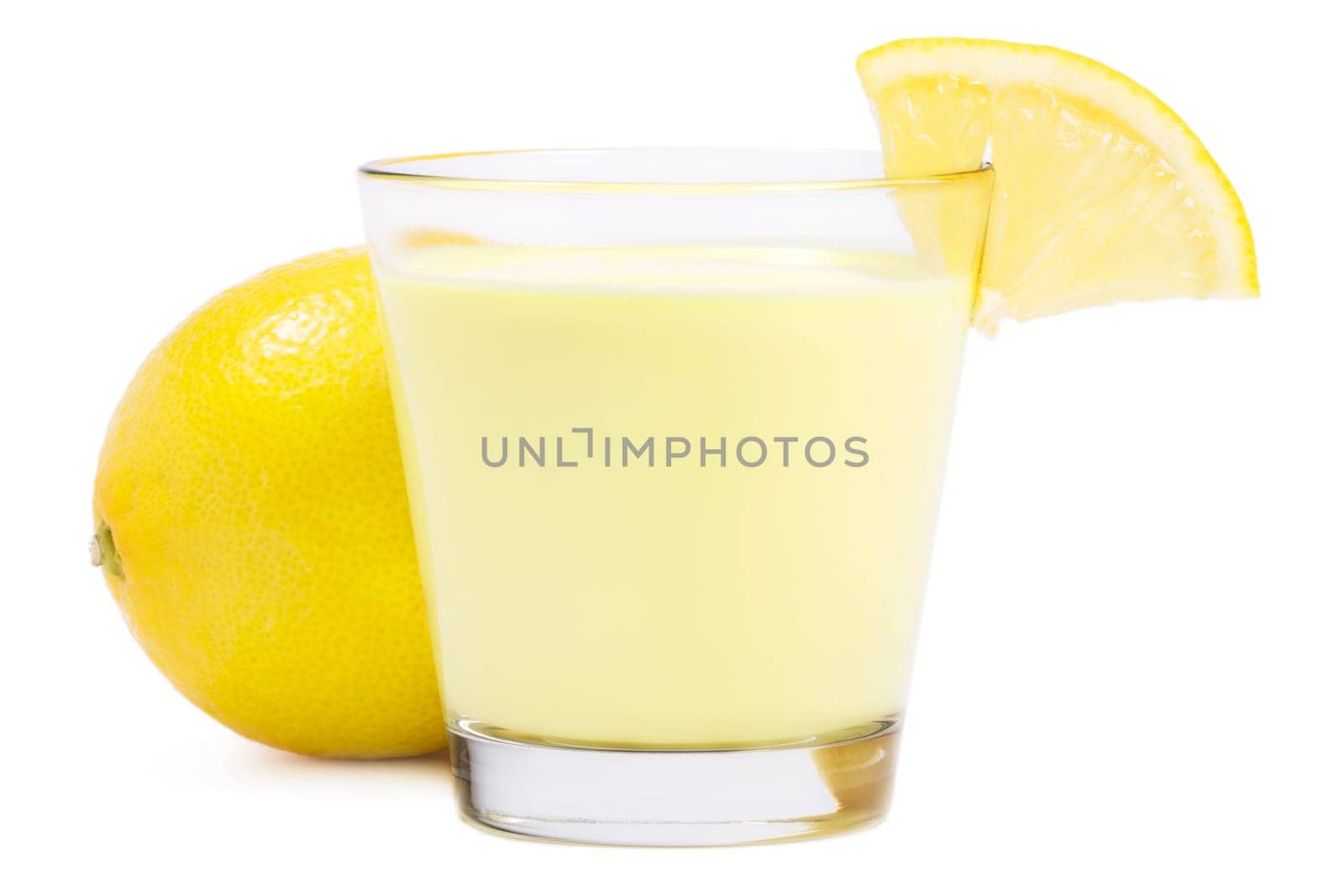 Milkshake with lemon on white background