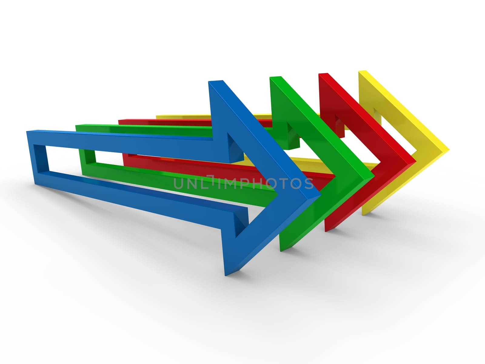 3d arrow blue yellow green red success
