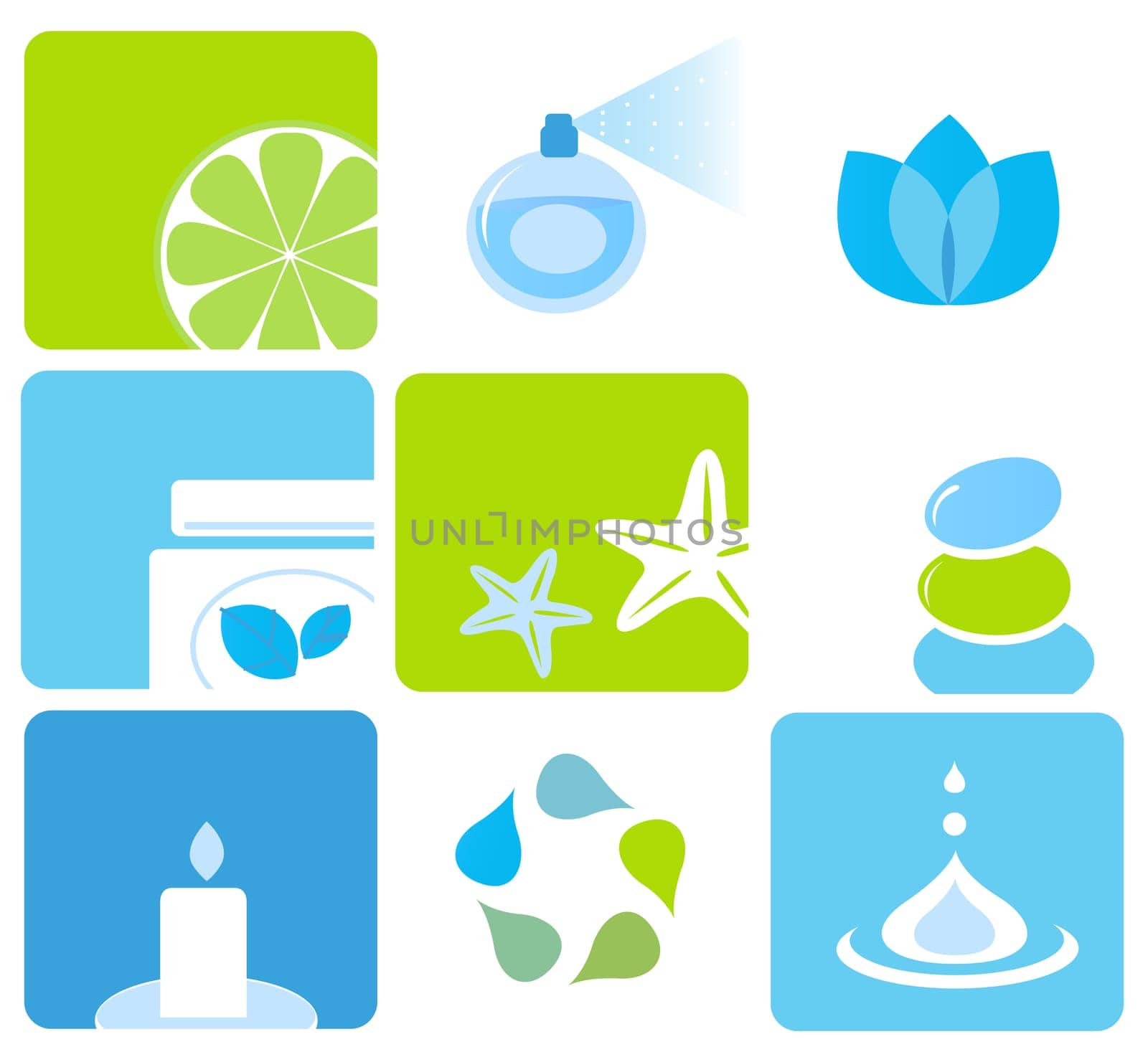 Vector icons collection of beauty and spa icons isolated on white.